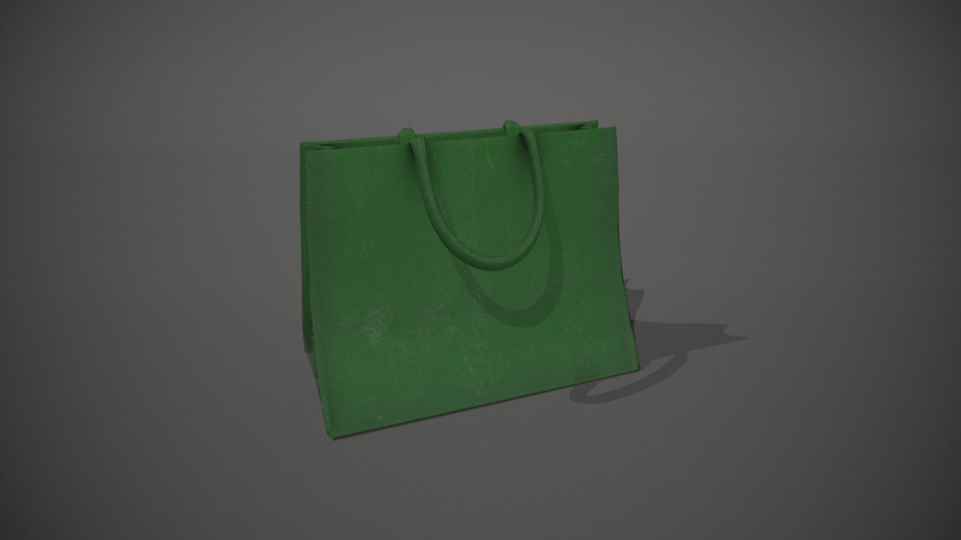 Green Hessian Shopping Bag Low-poly 3D model_6