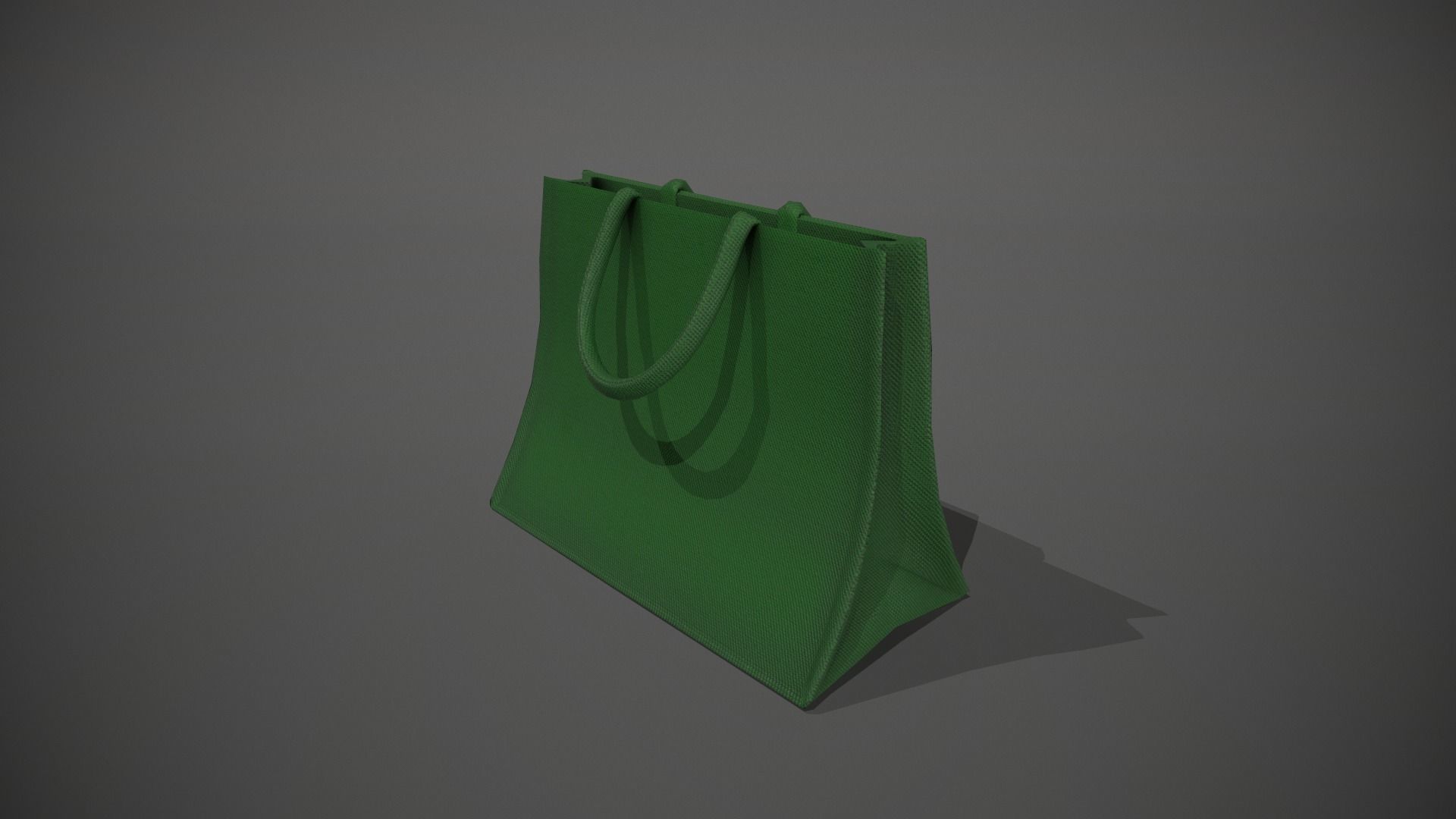 Green Hessian Shopping Bag Low-poly 3D model_4