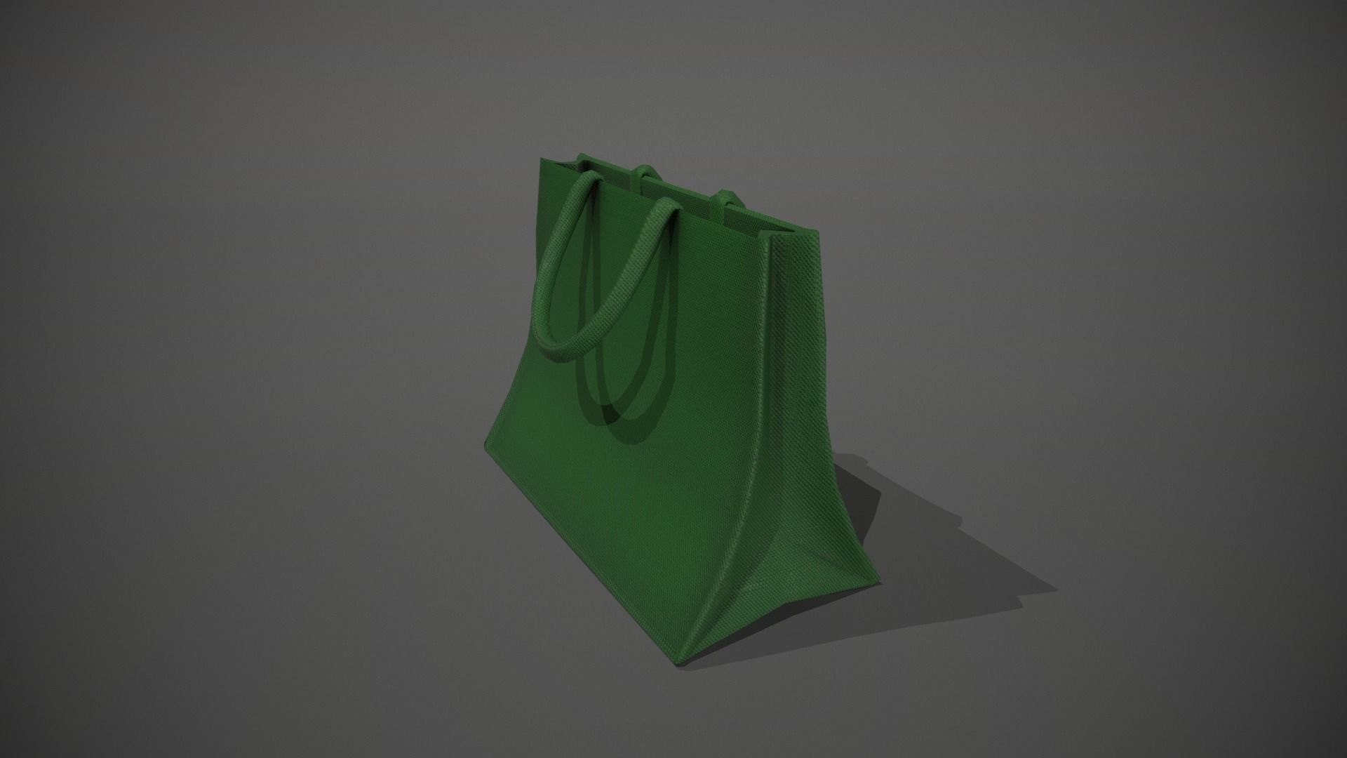 Green Hessian Shopping Bag Low-poly 3D model_9