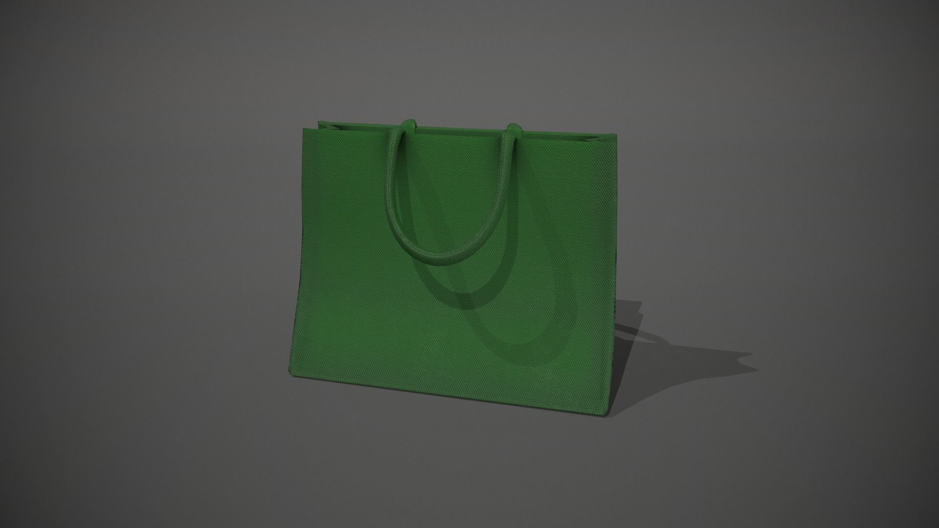 Green Hessian Shopping Bag Low-poly 3D model_5