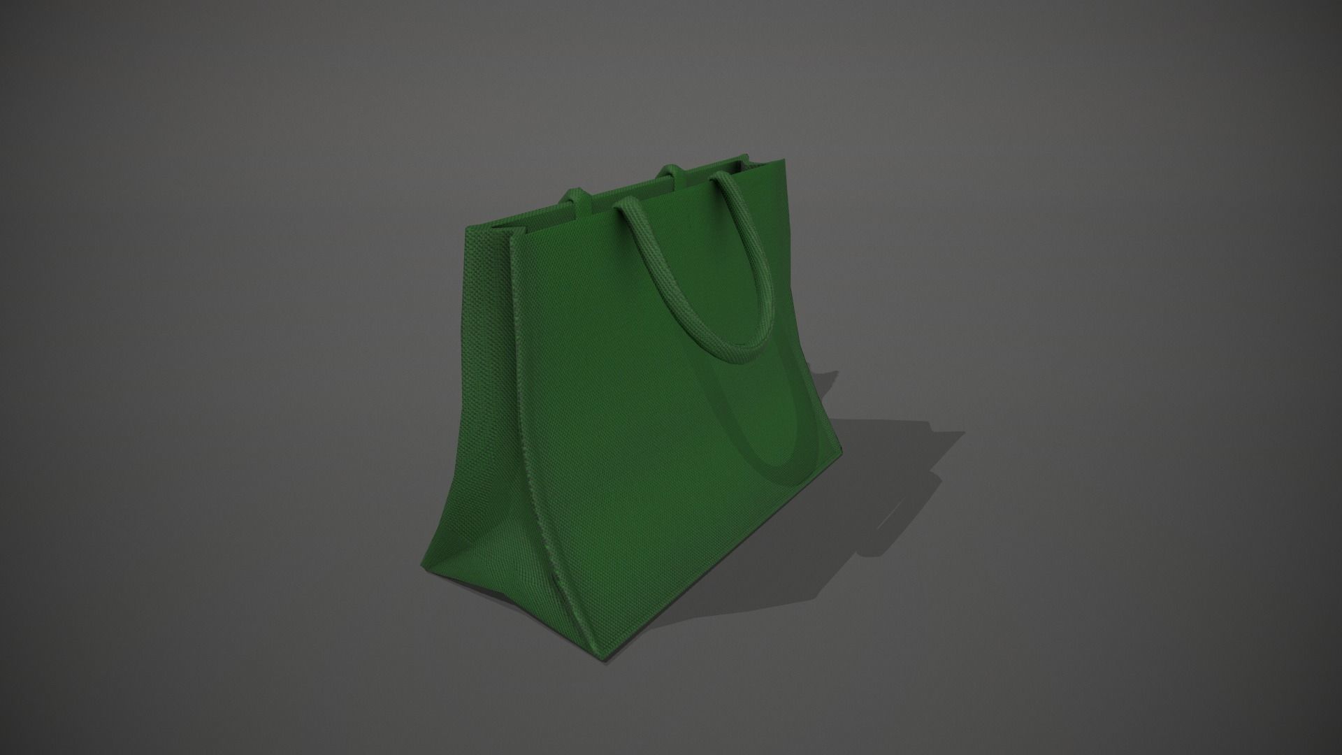 Green Hessian Shopping Bag Low-poly 3D model_7
