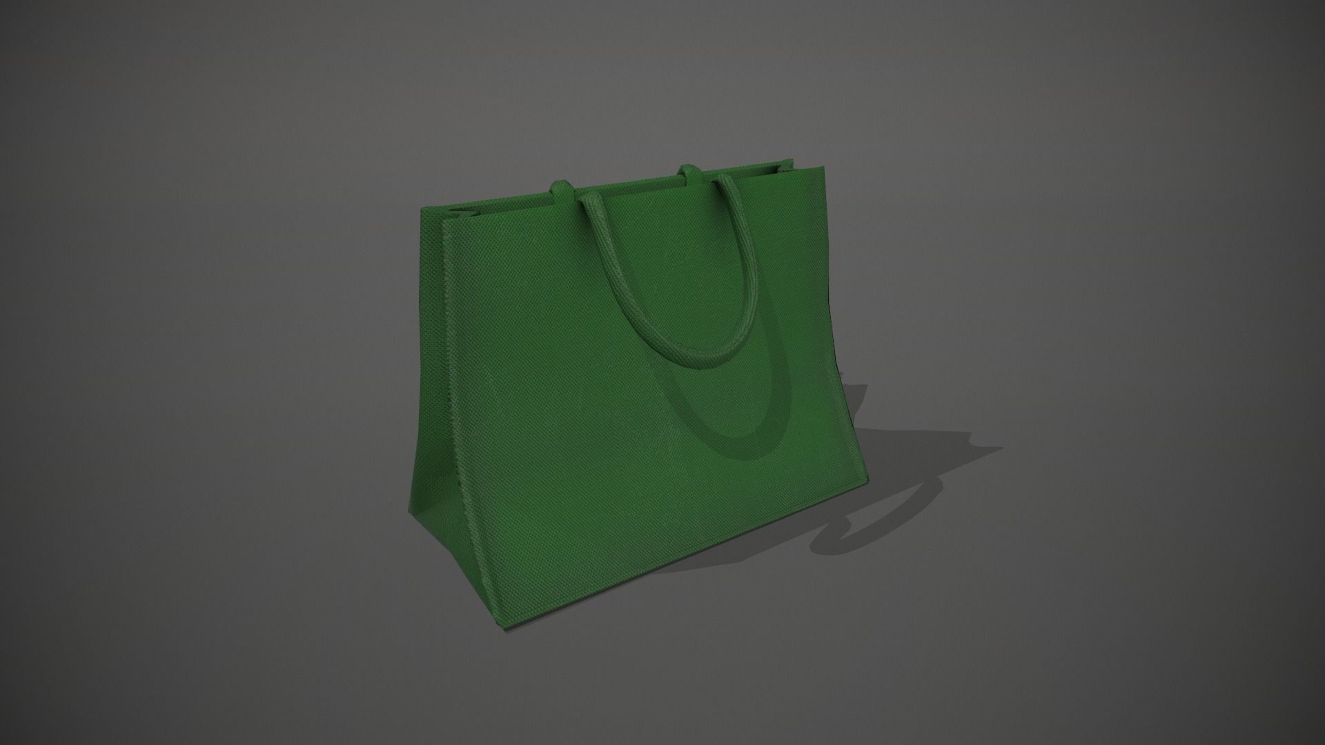 Green Hessian Shopping Bag Low-poly 3D model_1