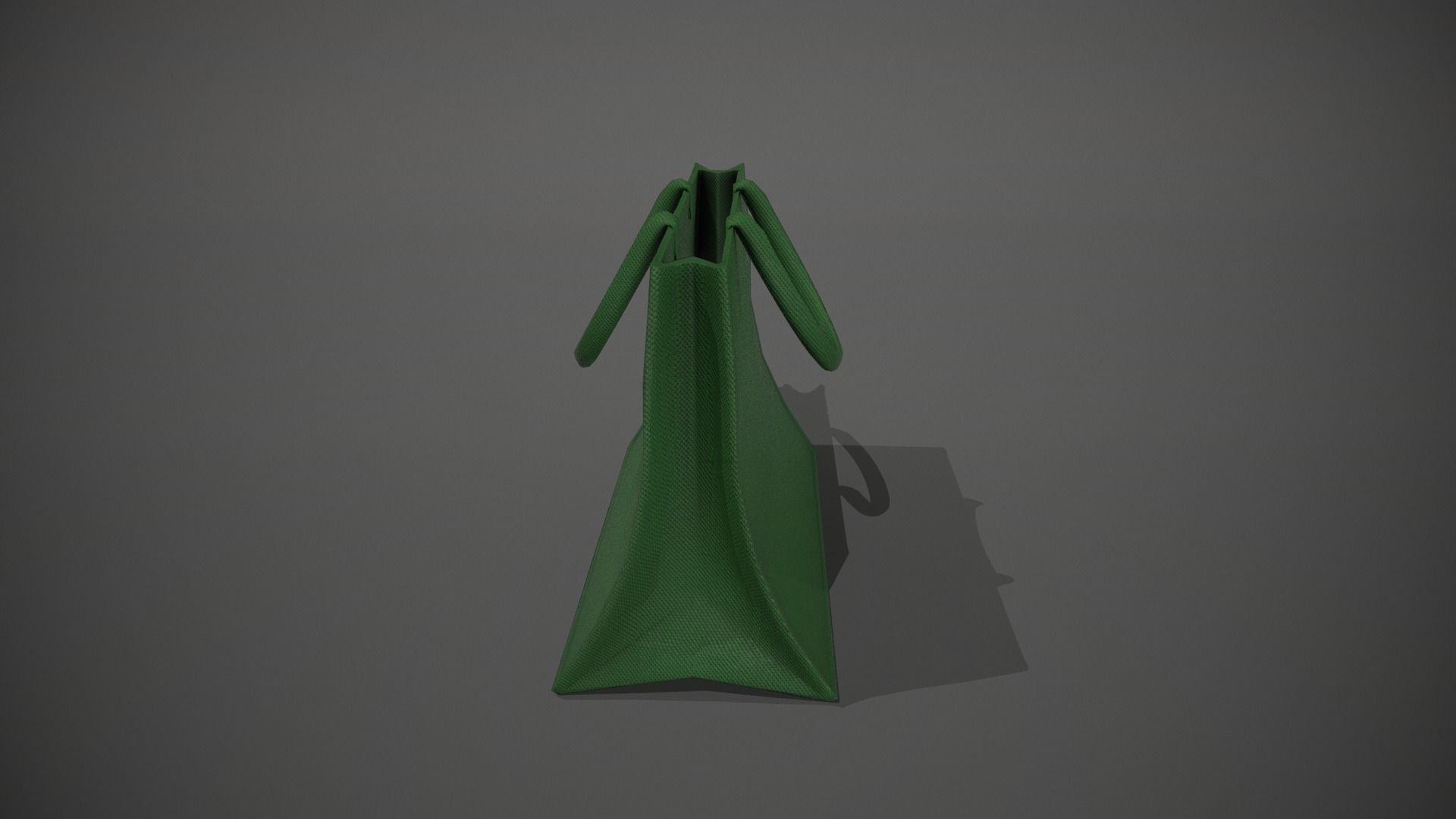 Green Hessian Shopping Bag Low-poly 3D model_8