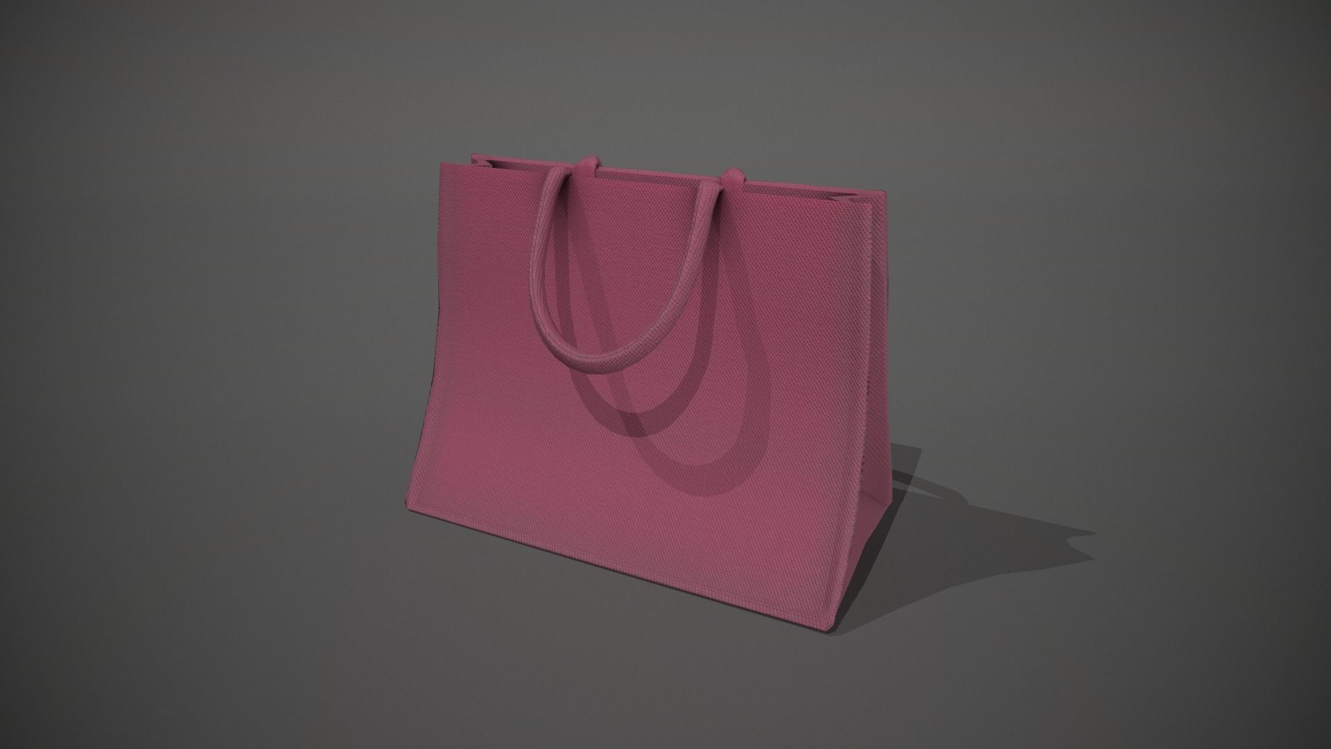 Pink Hessian Shopping Bag Low-poly 3D model_11