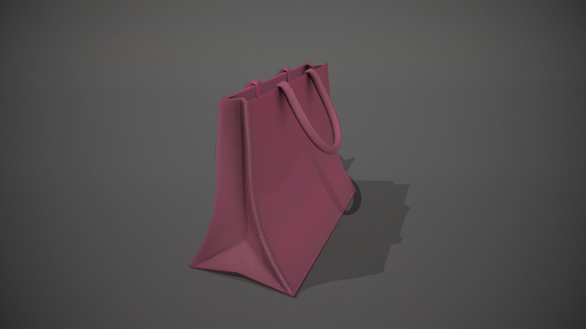 Pink Hessian Shopping Bag Low-poly 3D model_2