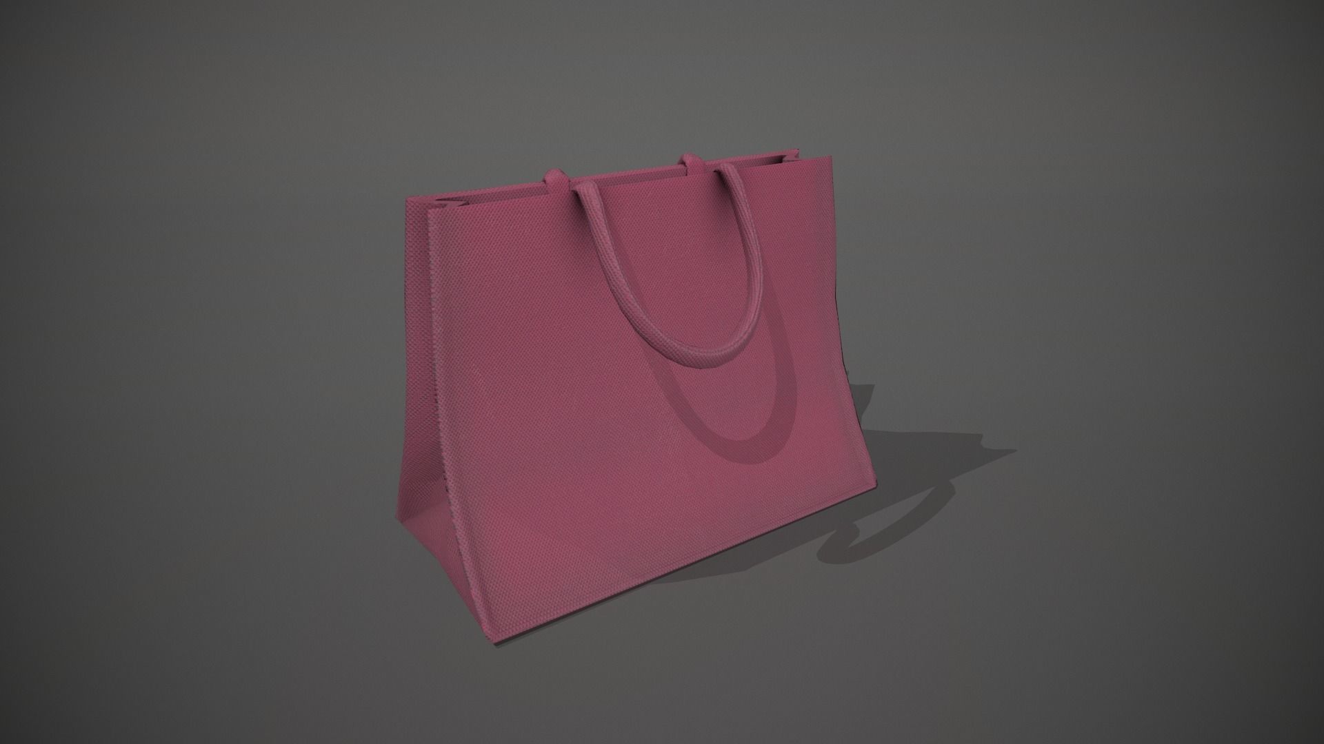 Pink Hessian Shopping Bag Low-poly 3D model_1