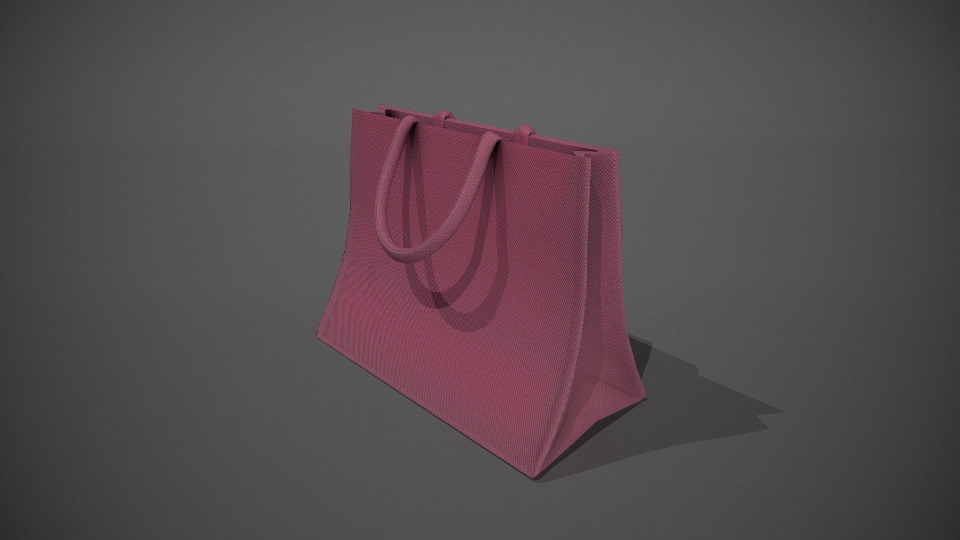 Pink Hessian Shopping Bag Low-poly 3D model_4