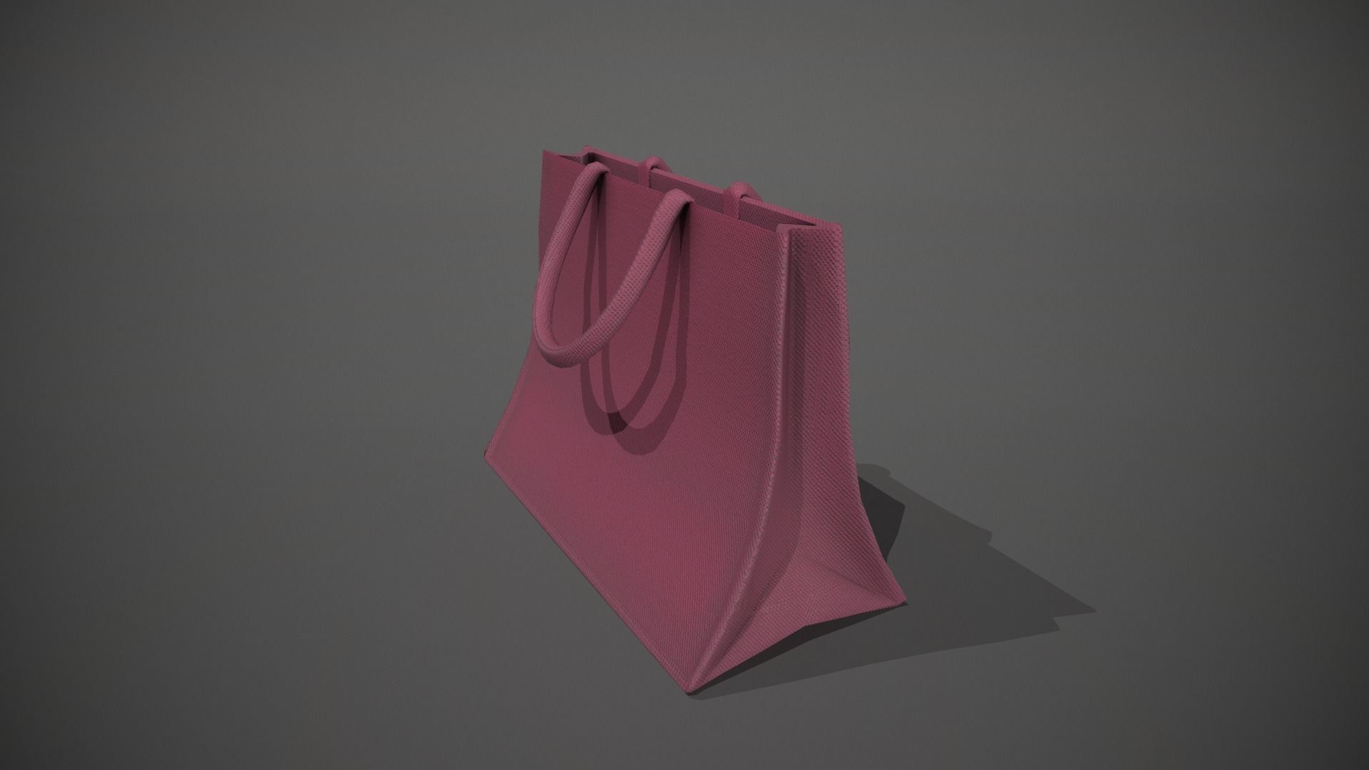 Pink Hessian Shopping Bag Low-poly 3D model_9