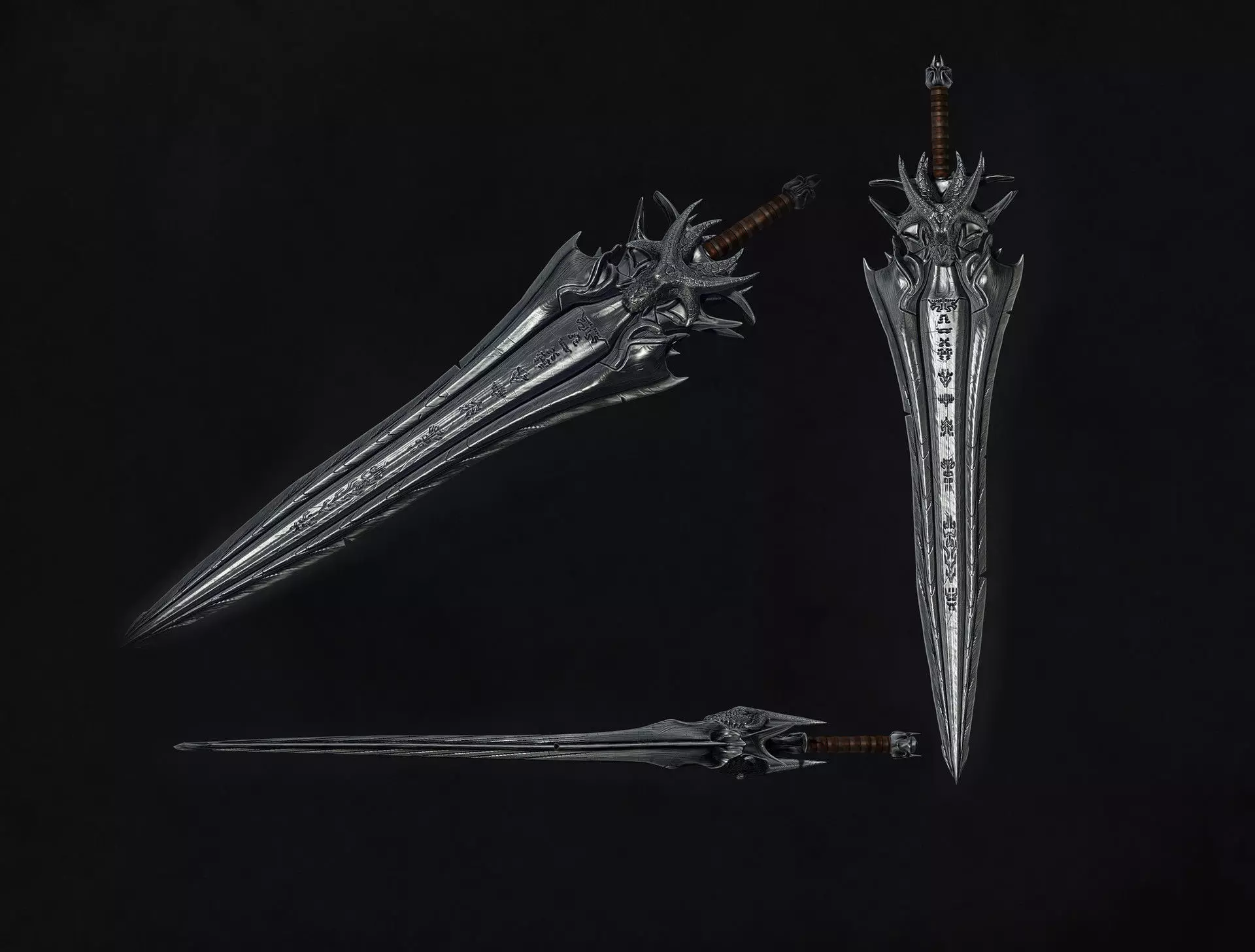 Dragon Sword Low-poly 3D model_0