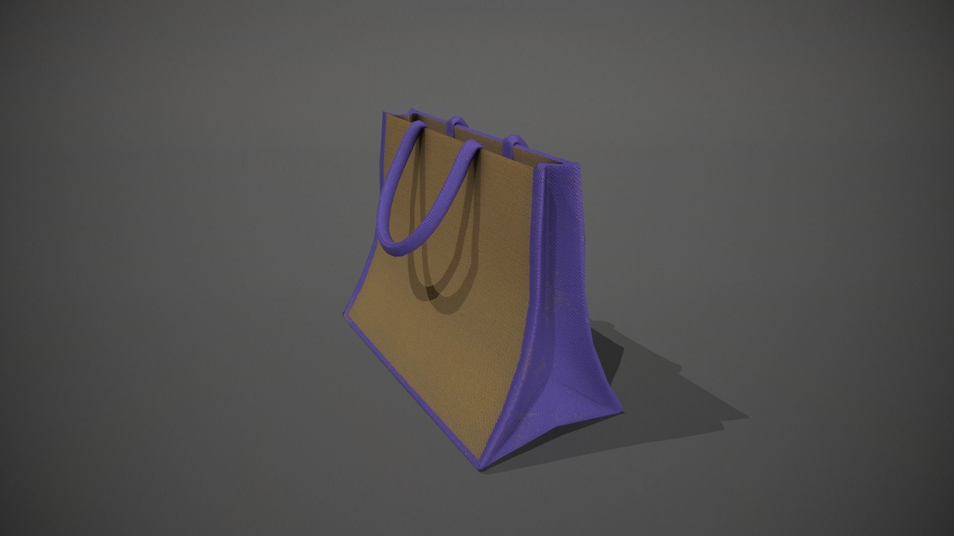 Purple Accent Hessian Shopping Bag Low-poly 3D model_9