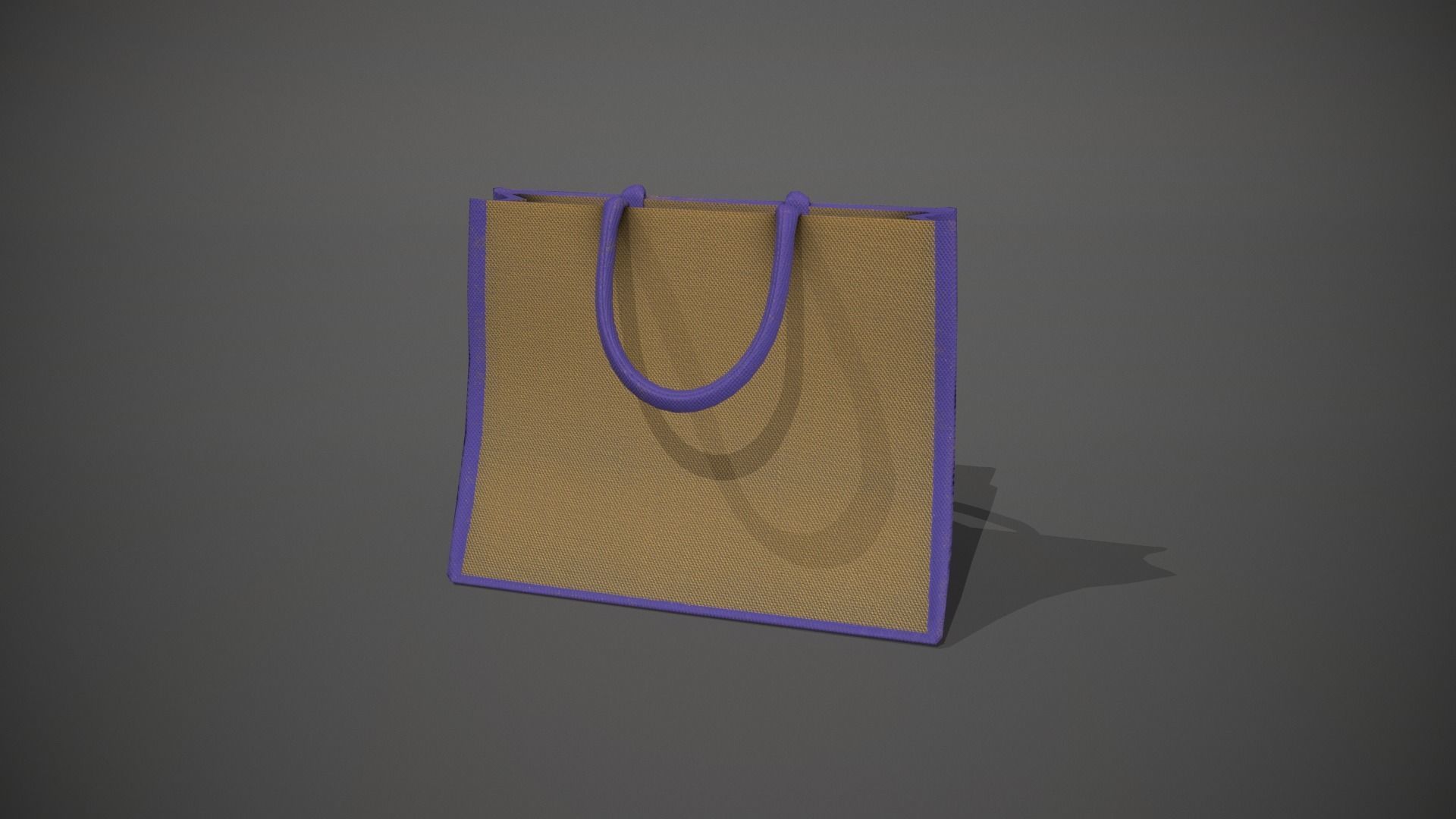 Purple Accent Hessian Shopping Bag Low-poly 3D model_5
