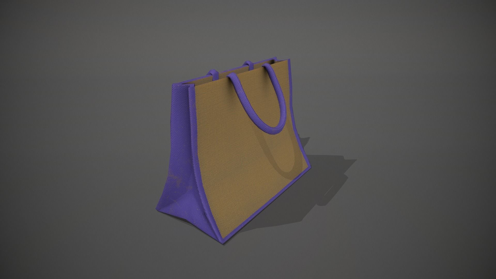 Purple Accent Hessian Shopping Bag Low-poly 3D model_7