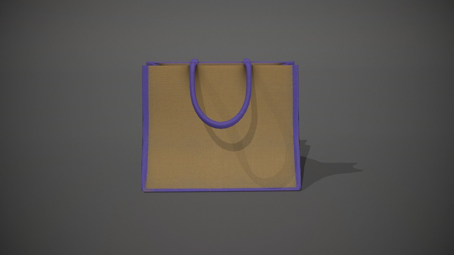 Purple Accent Hessian Shopping Bag Low-poly 3D model_1