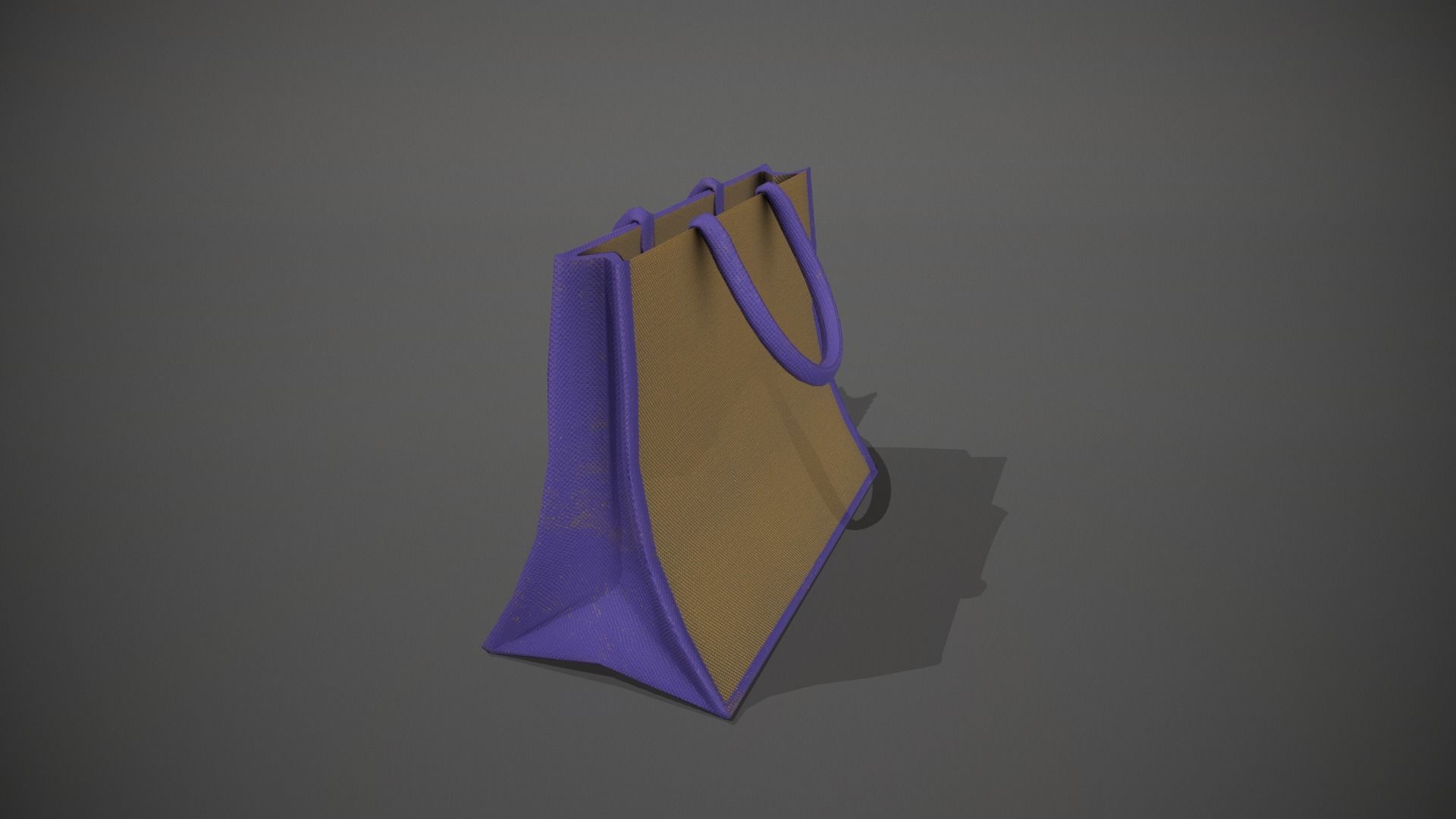 Purple Accent Hessian Shopping Bag Low-poly 3D model_2
