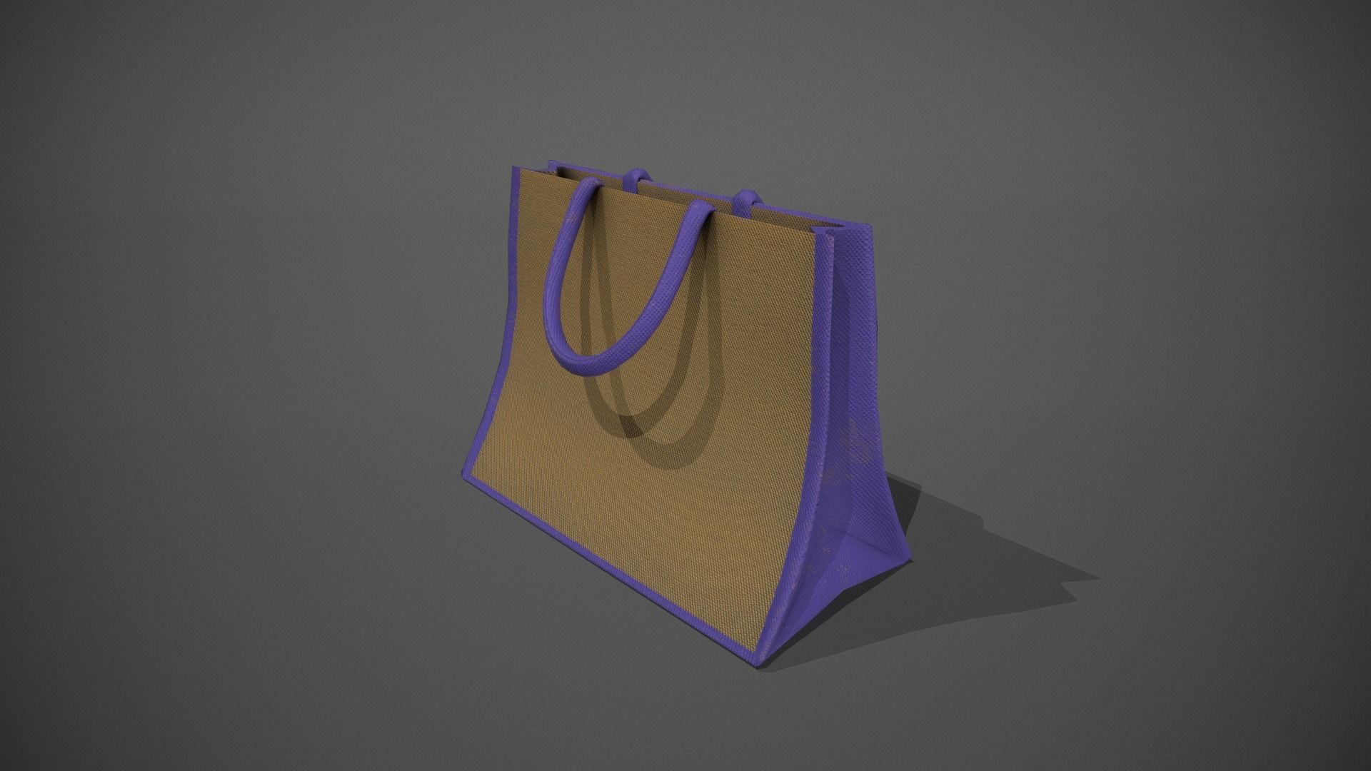 Purple Accent Hessian Shopping Bag Low-poly 3D model_4