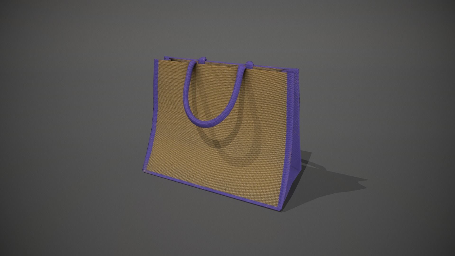 Purple Accent Hessian Shopping Bag Low-poly 3D model_10