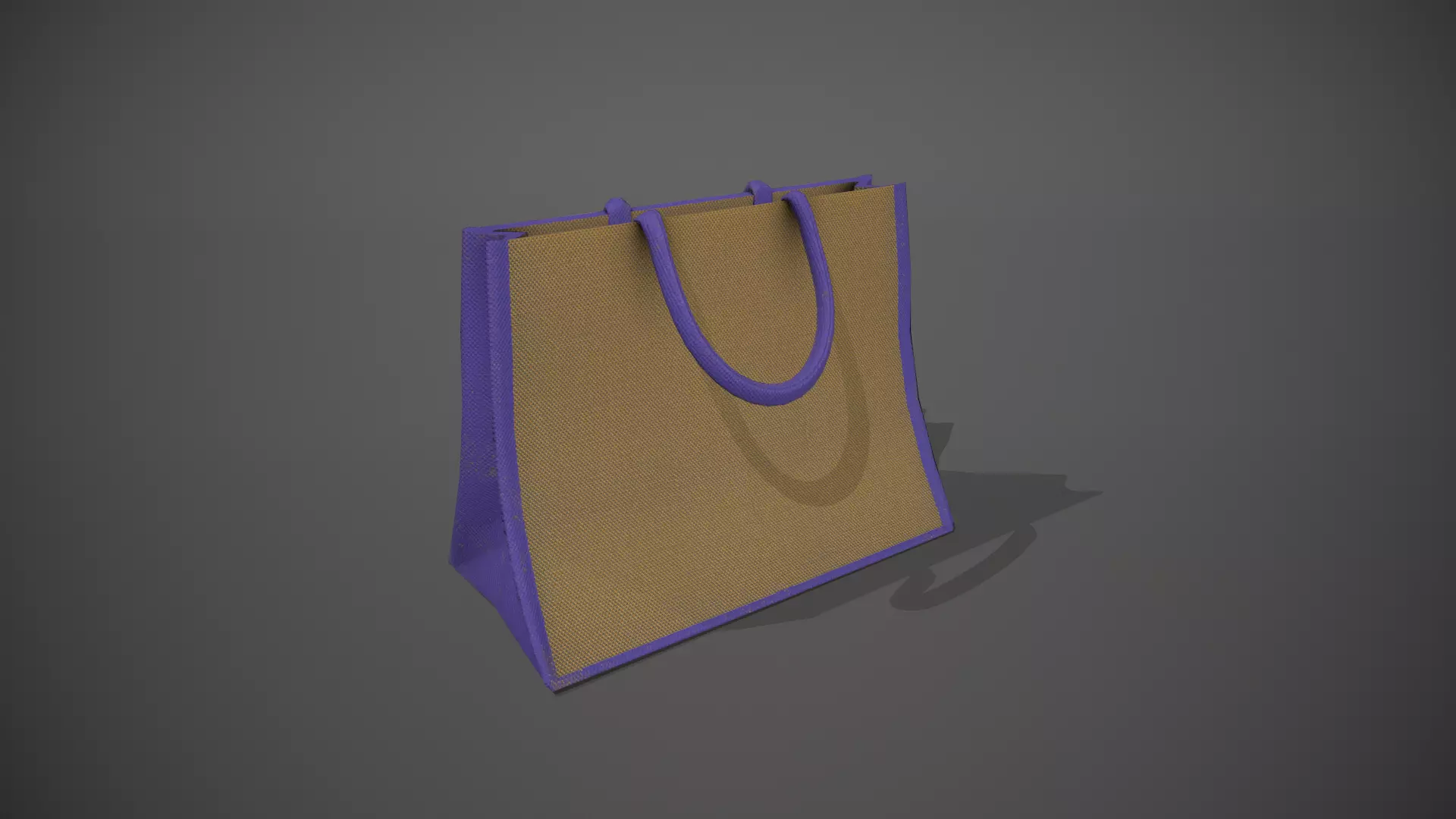 Purple Accent Hessian Shopping Bag Low-poly 3D model_0