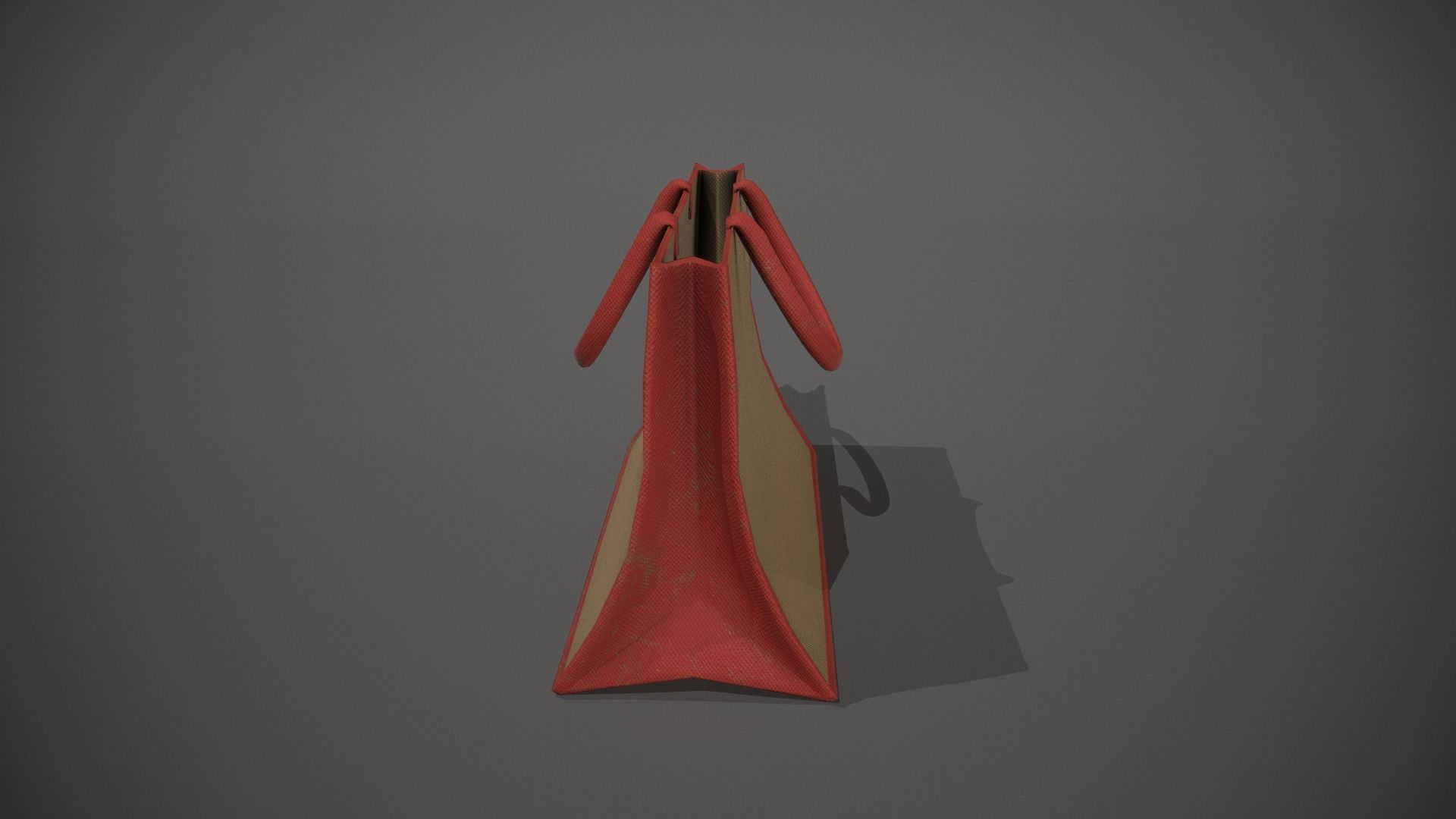 Red Accent Hessian Shopping Bag Low-poly 3D model_8