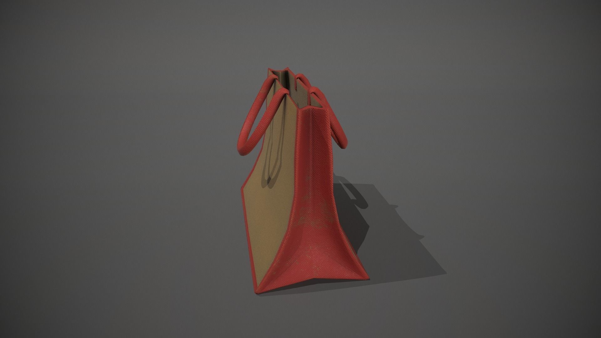 Red Accent Hessian Shopping Bag Low-poly 3D model_3