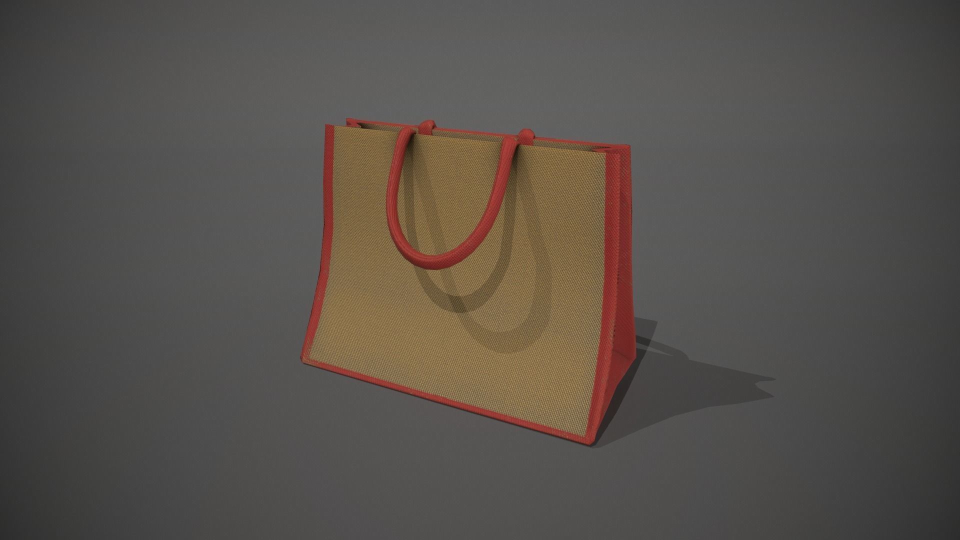Red Accent Hessian Shopping Bag Low-poly 3D model_10