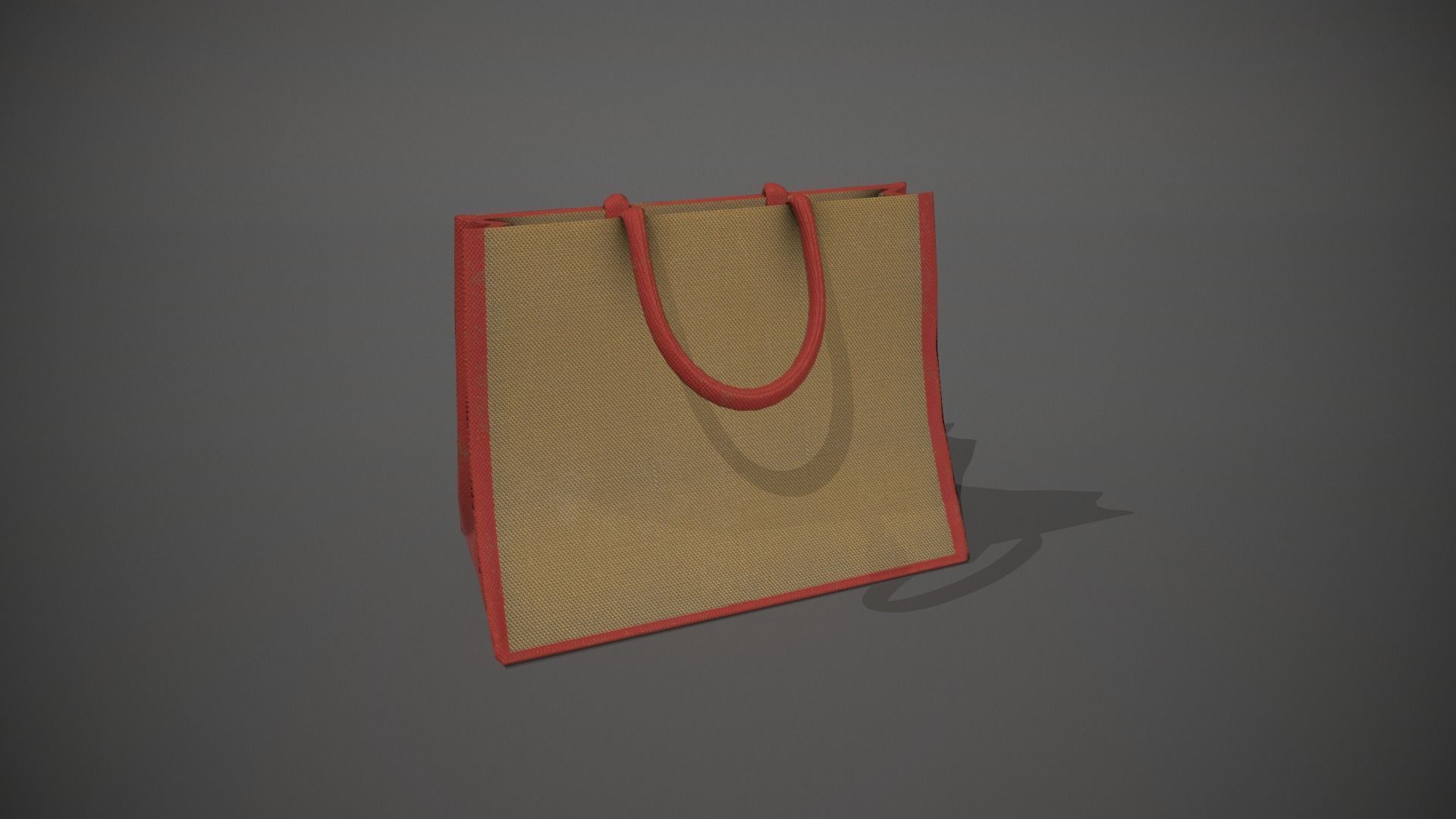 Red Accent Hessian Shopping Bag Low-poly 3D model_6