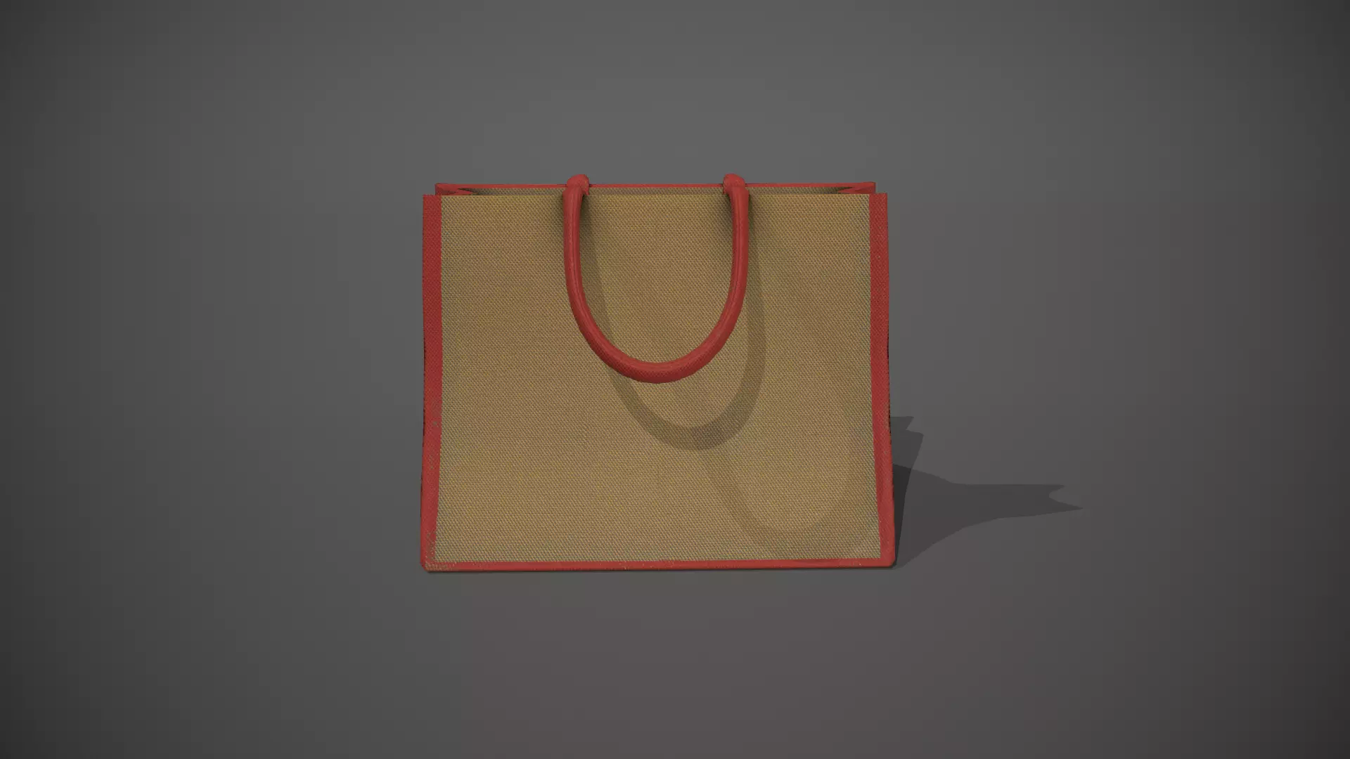 Red Accent Hessian Shopping Bag Low-poly 3D model_0