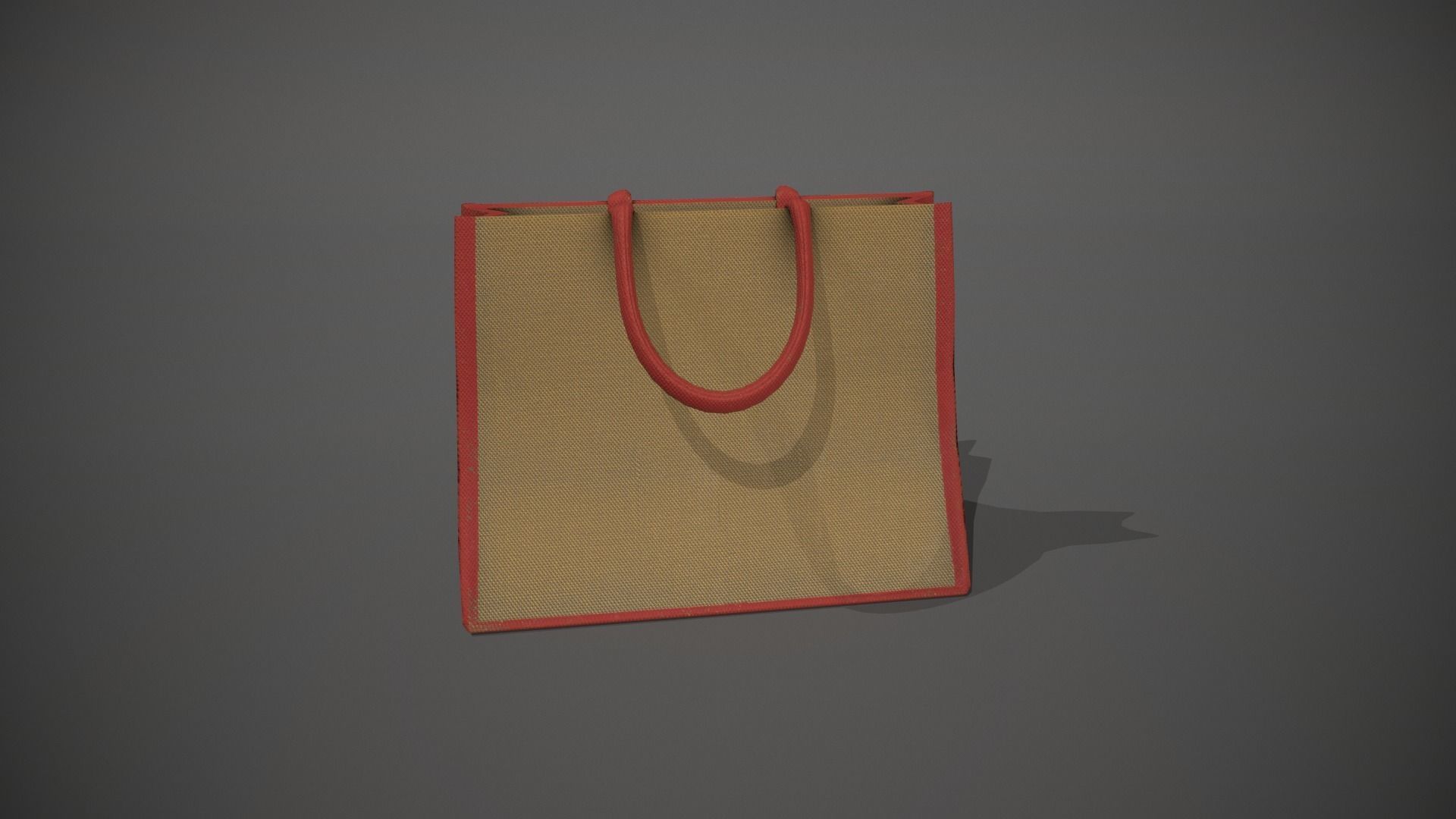 Red Accent Hessian Shopping Bag Low-poly 3D model_11