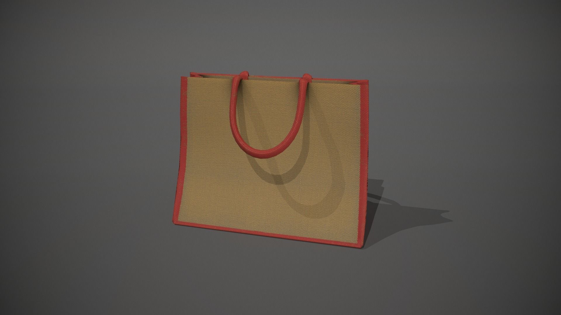 Red Accent Hessian Shopping Bag Low-poly 3D model_5