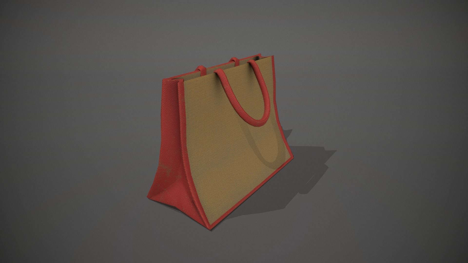 Red Accent Hessian Shopping Bag Low-poly 3D model_7
