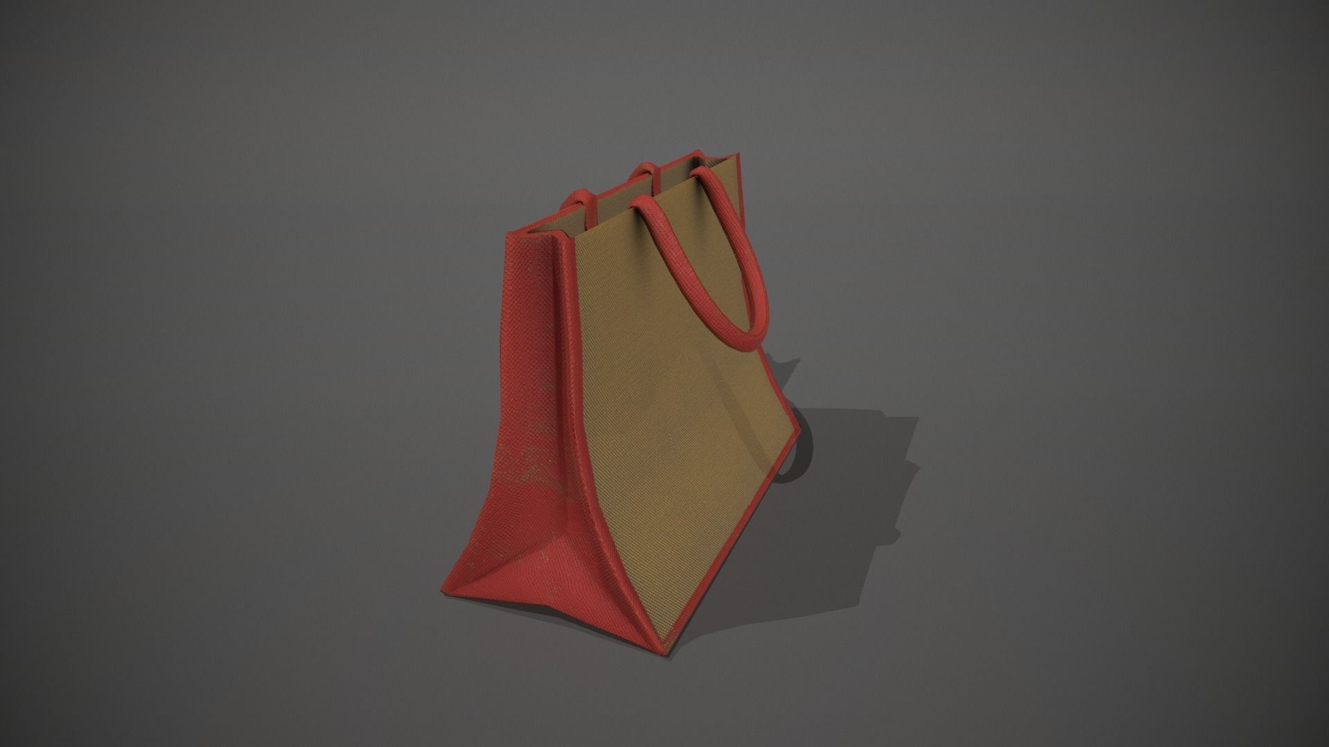 Red Accent Hessian Shopping Bag Low-poly 3D model_2