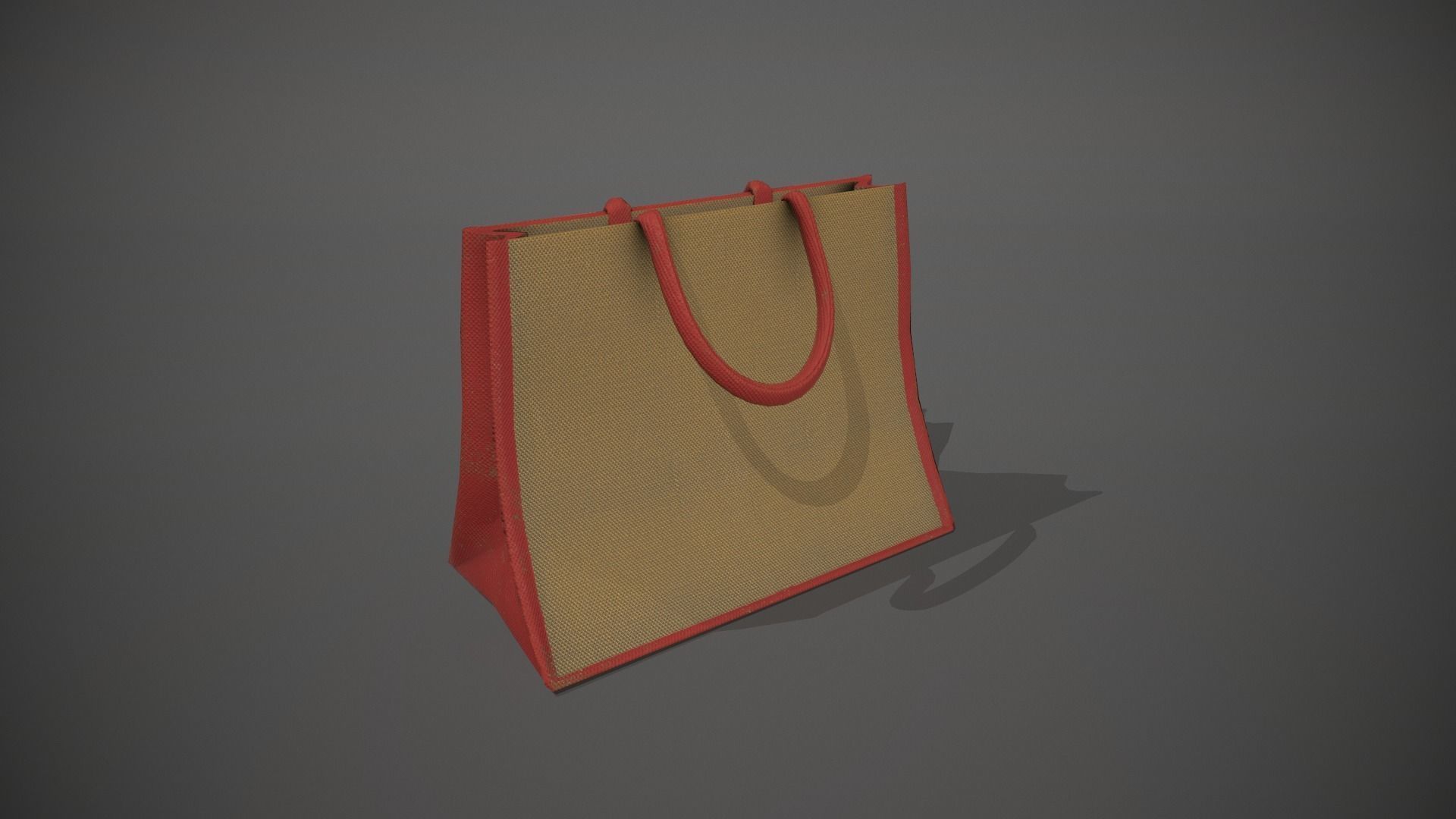 Red Accent Hessian Shopping Bag Low-poly 3D model_1