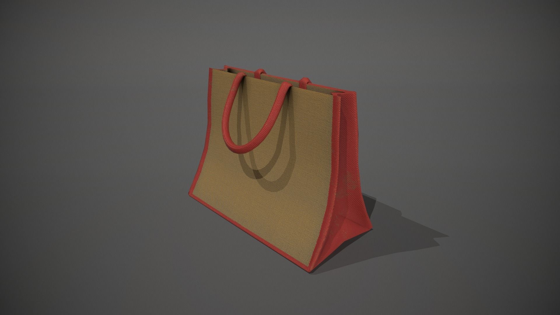 Red Accent Hessian Shopping Bag Low-poly 3D model_4