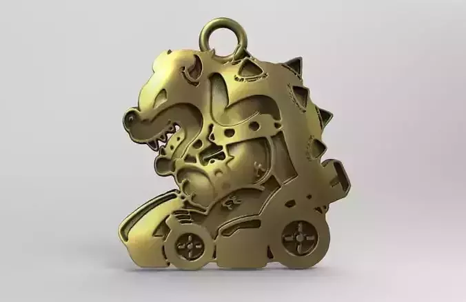 Bowser golden dragon in wheeled carriage