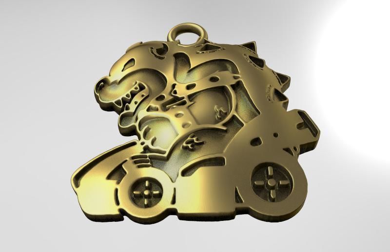 Bowser golden dragon in wheeled carriage 3D print model_3