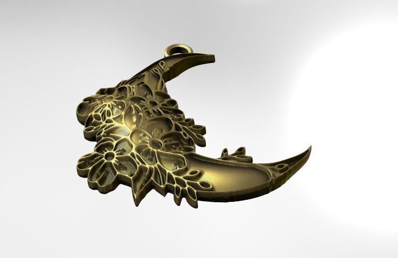 Moon pendant 3D print model_3