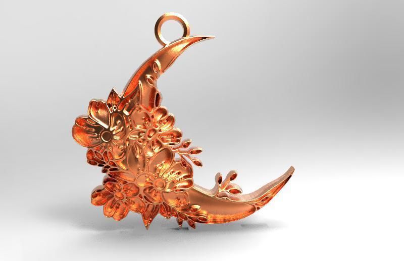 Moon pendant 3D print model_4
