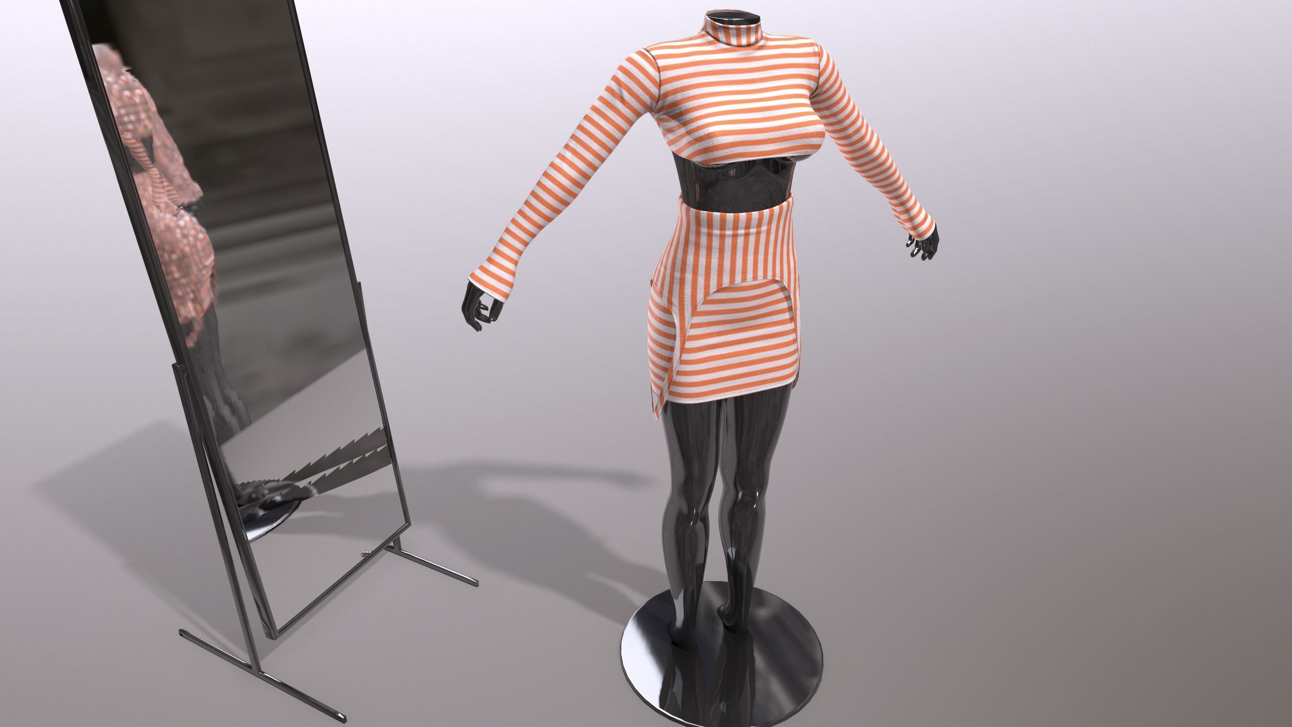 Female Clothing Low-poly 3D model_4