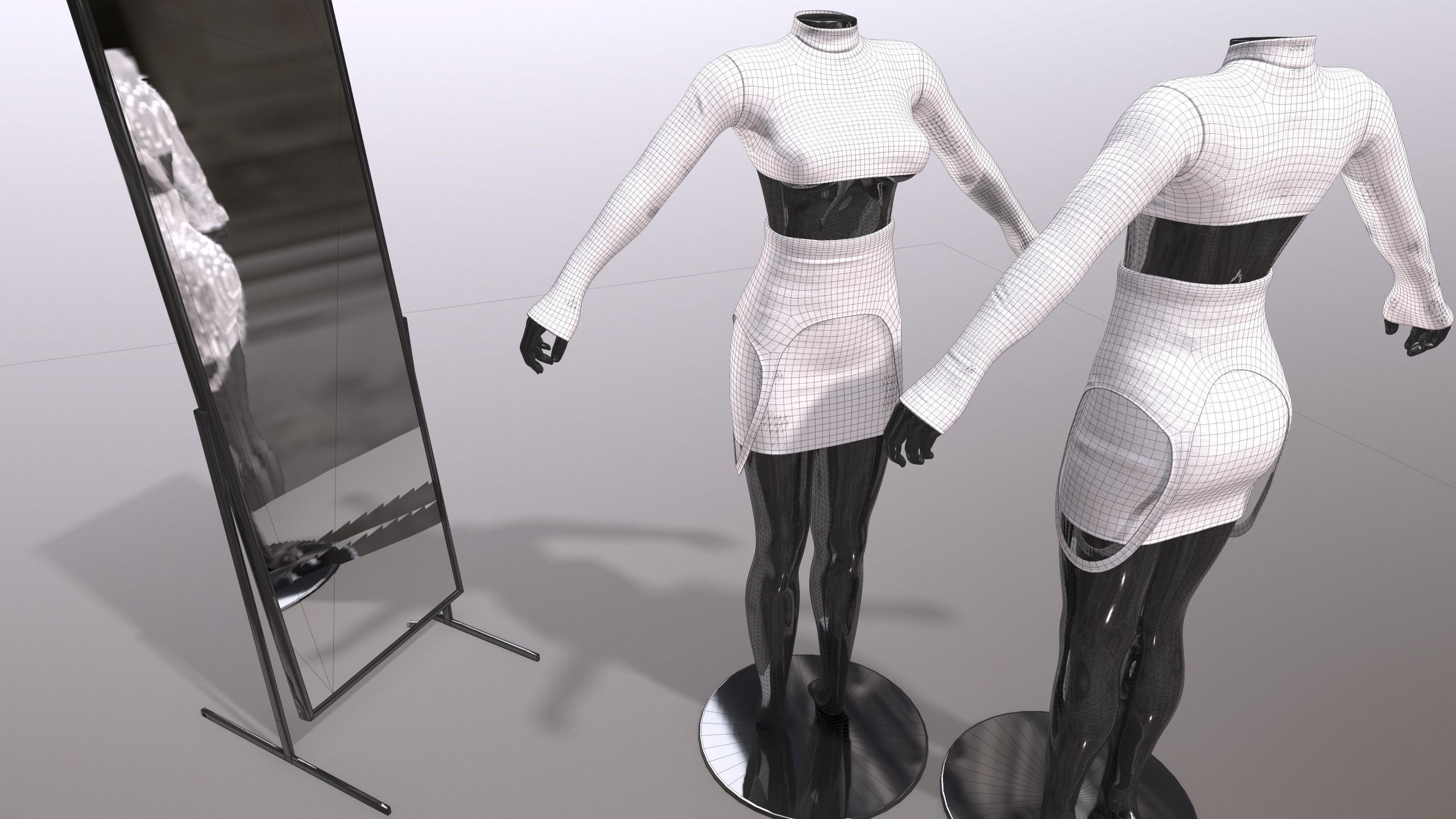 Female Clothing Low-poly 3D model_7