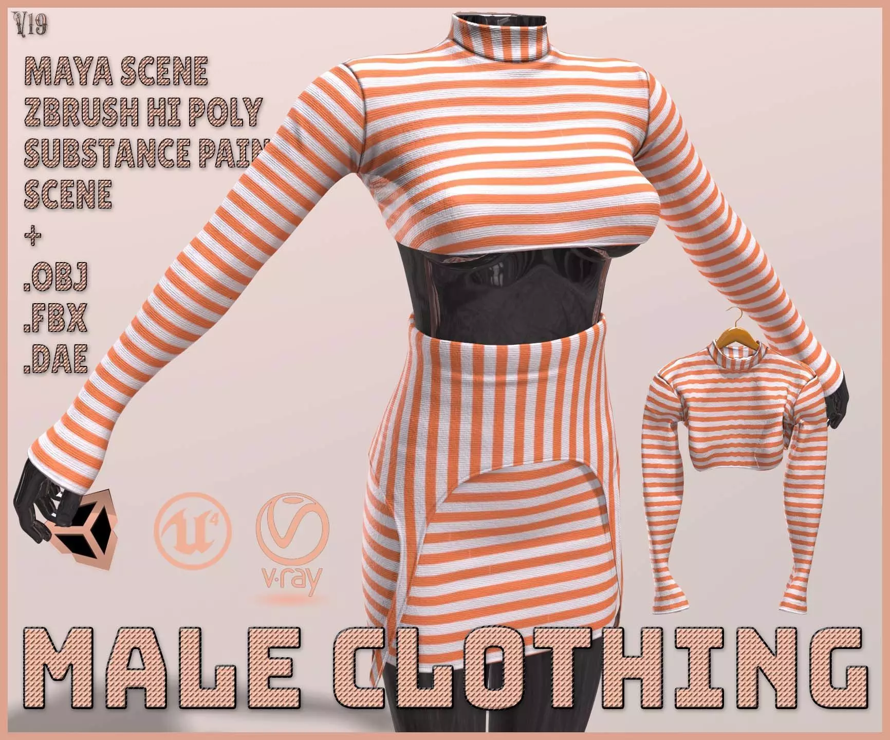 Female Clothing Low-poly 3D model_0