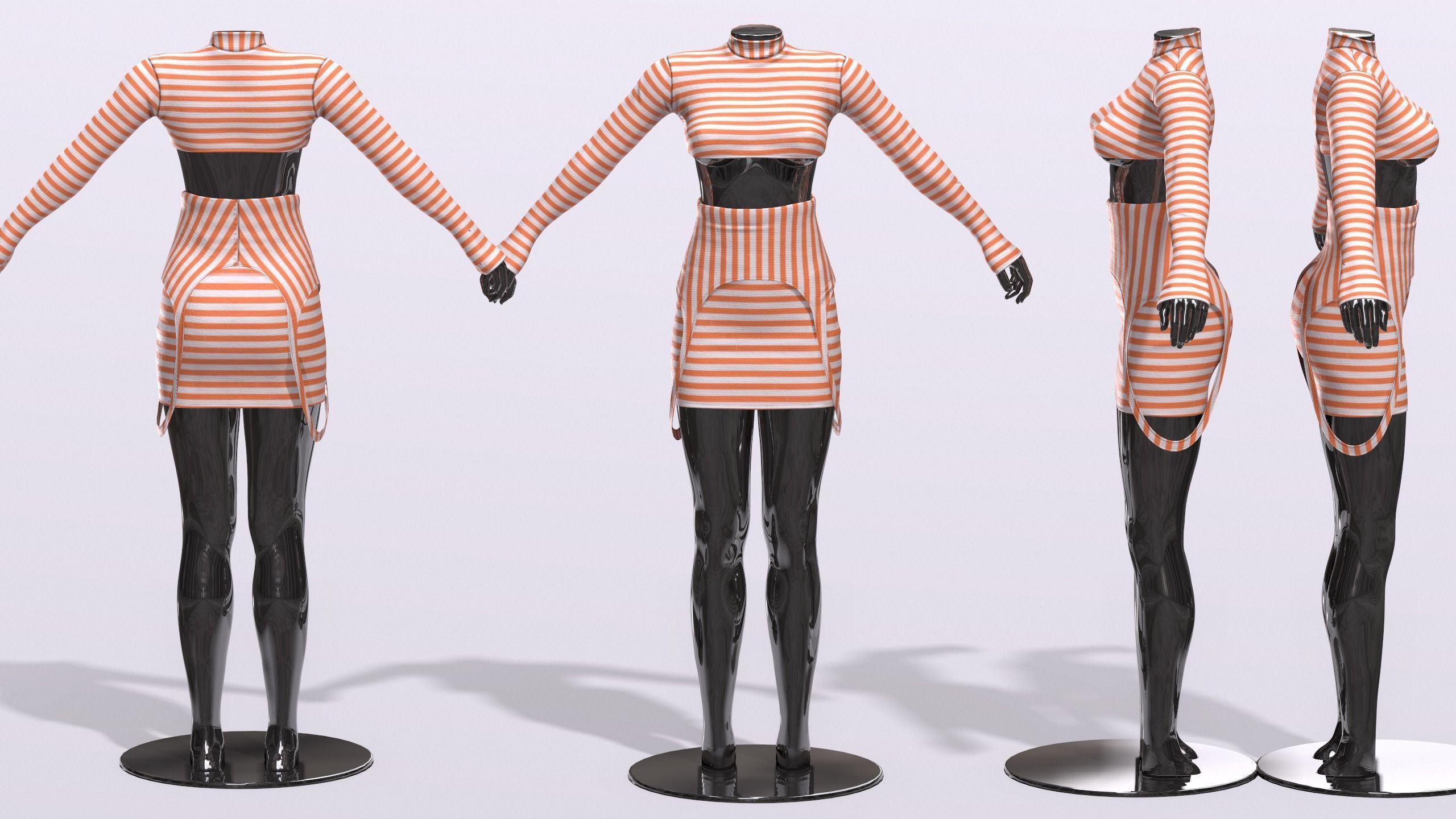 Female Clothing Low-poly 3D model_2