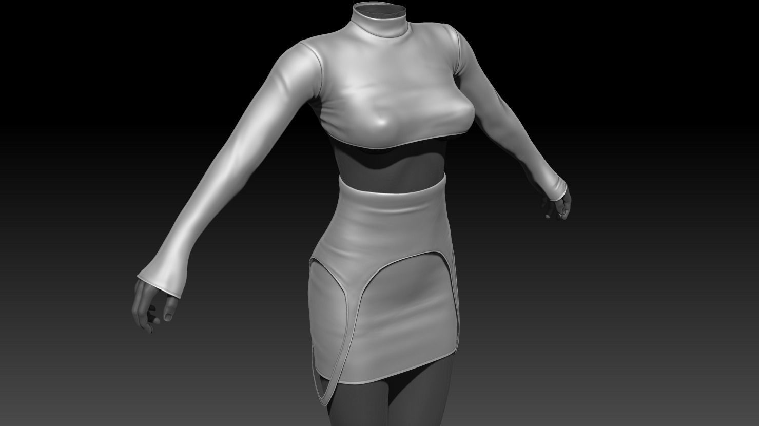 Female Clothing Low-poly 3D model_14