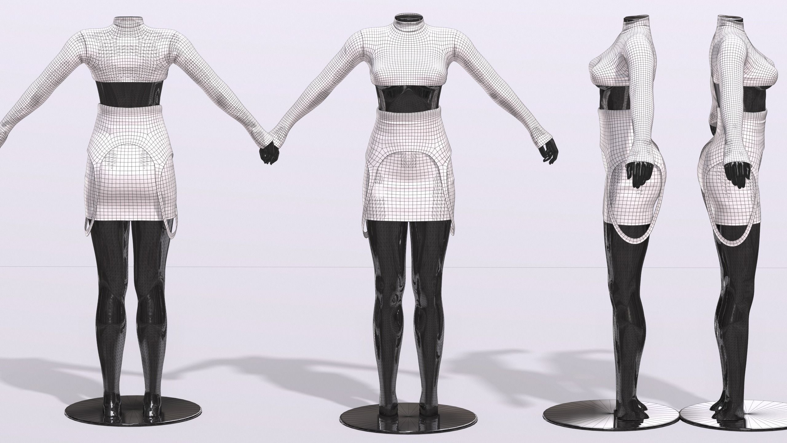 Female Clothing Low-poly 3D model_3