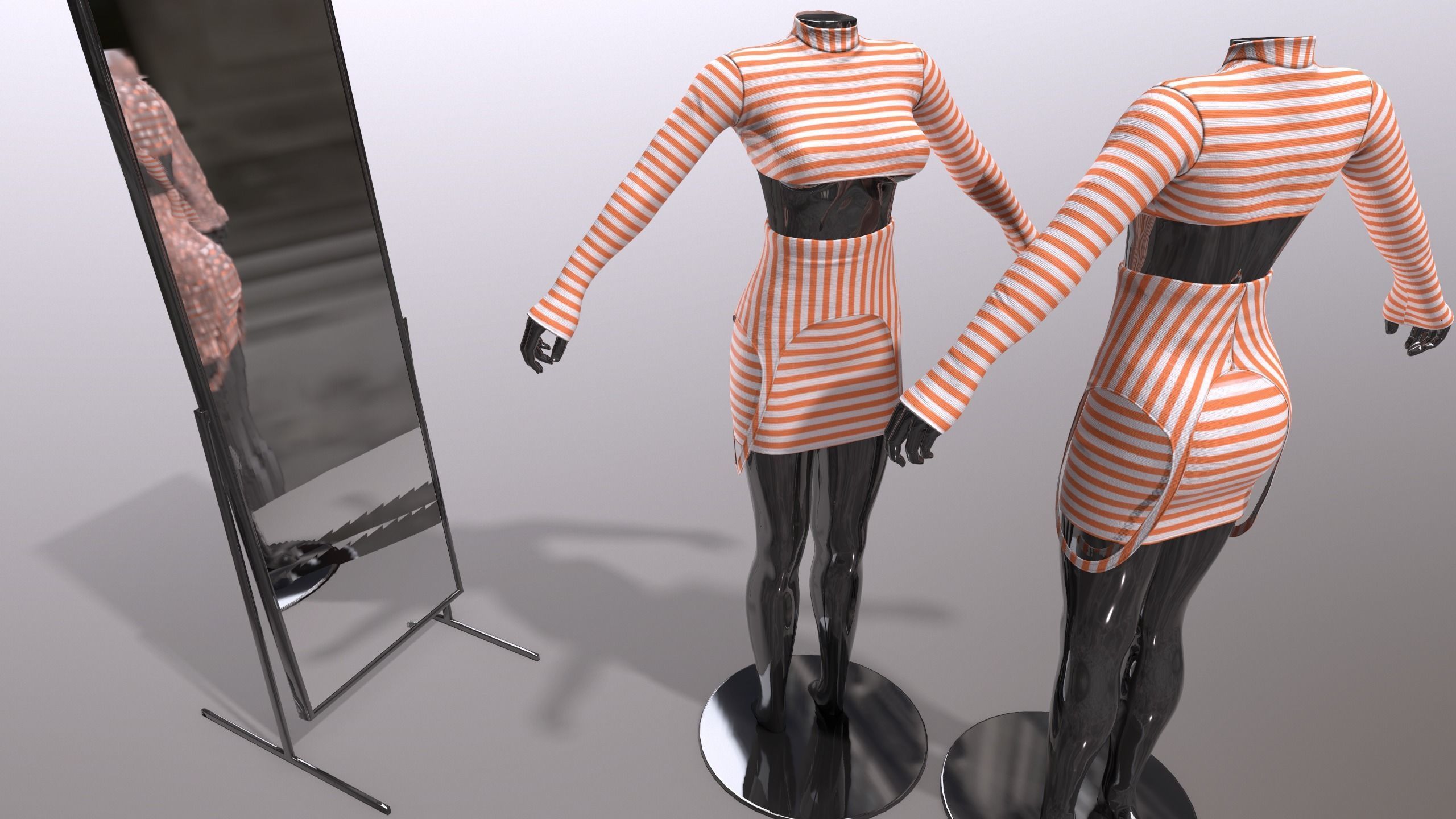 Female Clothing Low-poly 3D model_6