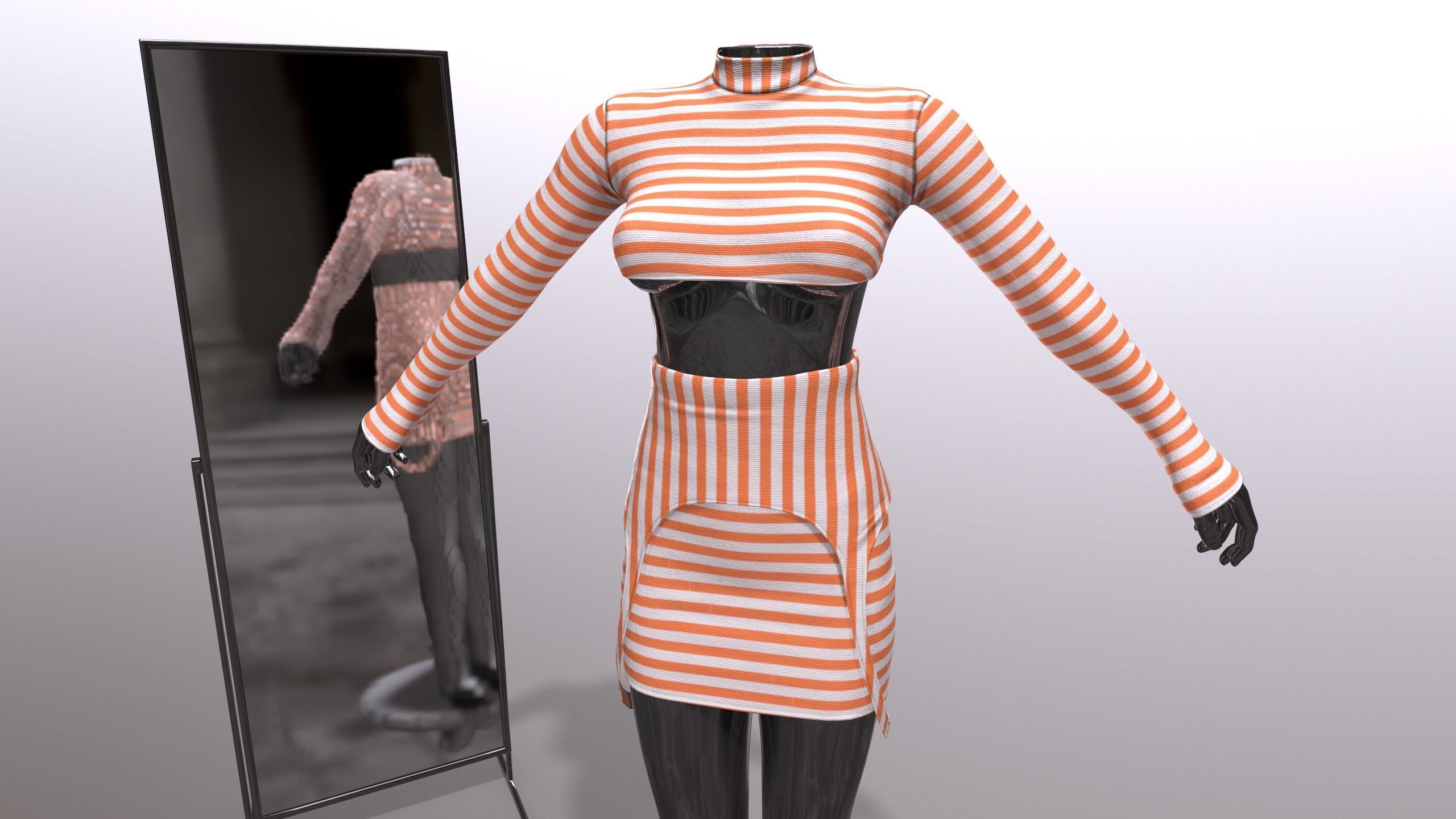 Female Clothing Low-poly 3D model_8