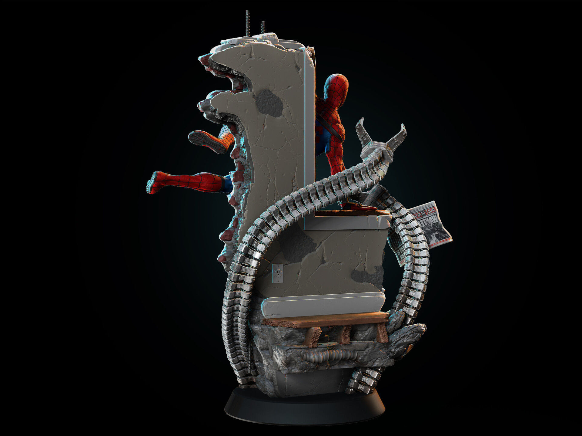 Spiderman Statue 3D Print Model 3D print model_7