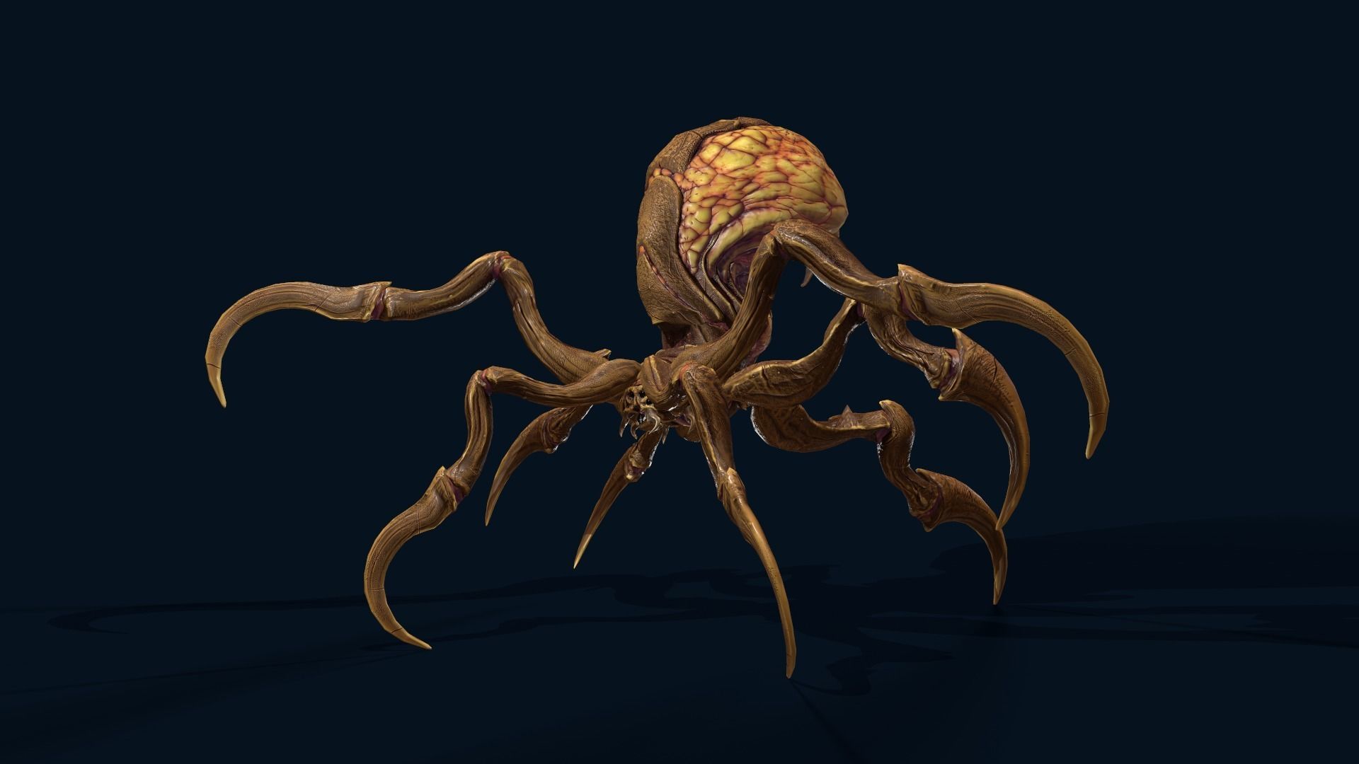 Spider 1 alien creature with long tentacles Low-poly 3D model_10