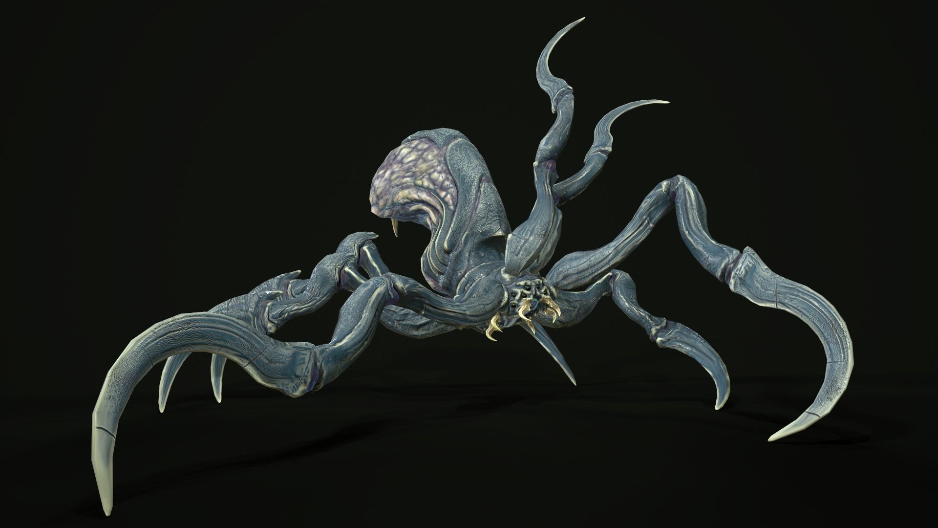 Spider 1 alien creature with long tentacles Low-poly 3D model_30