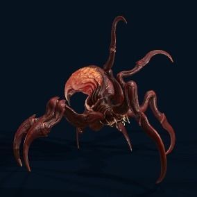 Spider 1 alien creature with long tentacles Low-poly 3D model_2