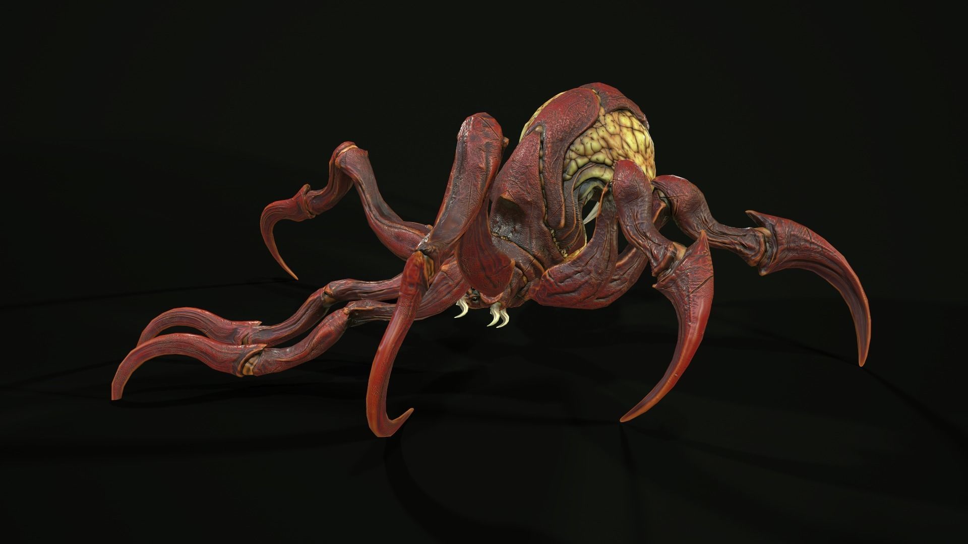 Spider 1 alien creature with long tentacles Low-poly 3D model_27