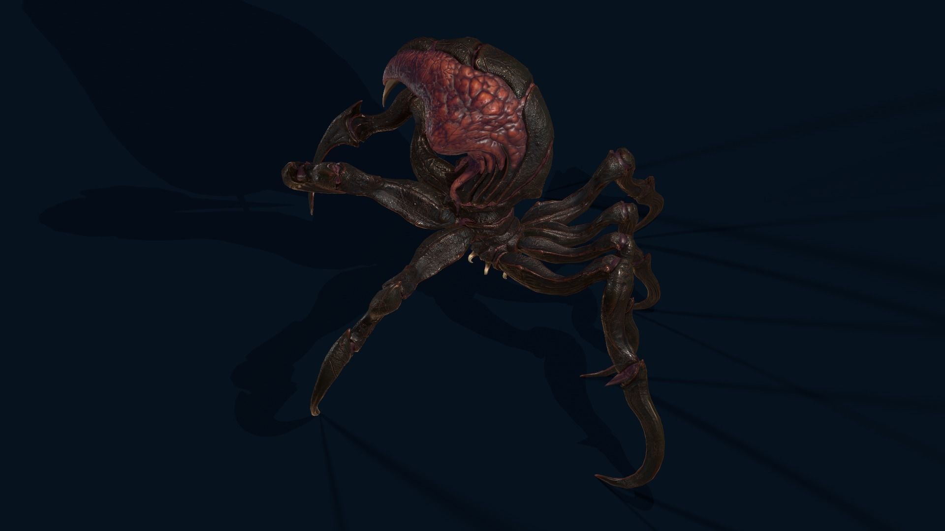 Spider 1 alien creature with long tentacles Low-poly 3D model_14